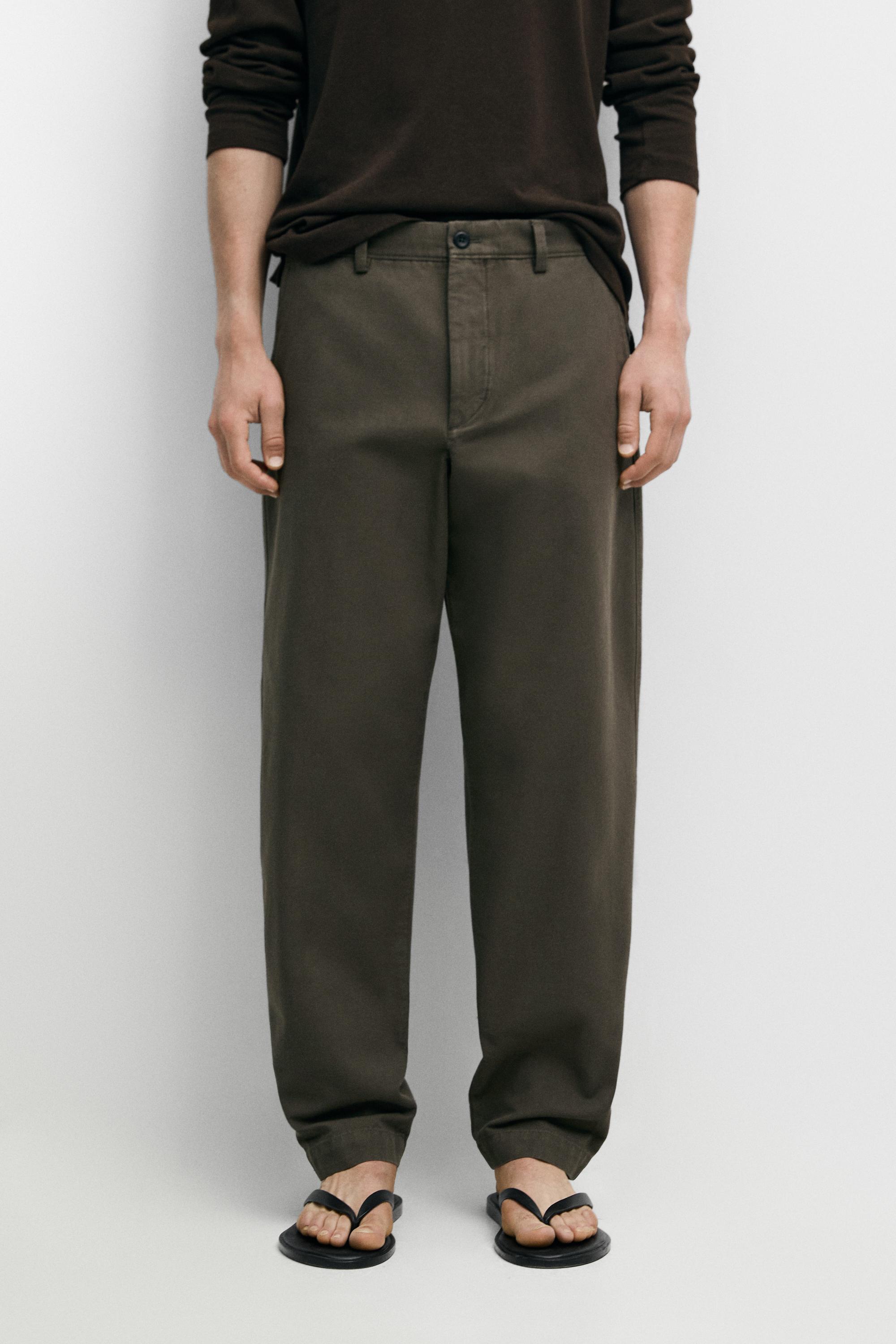 Tapered fit cotton pants — GREEN