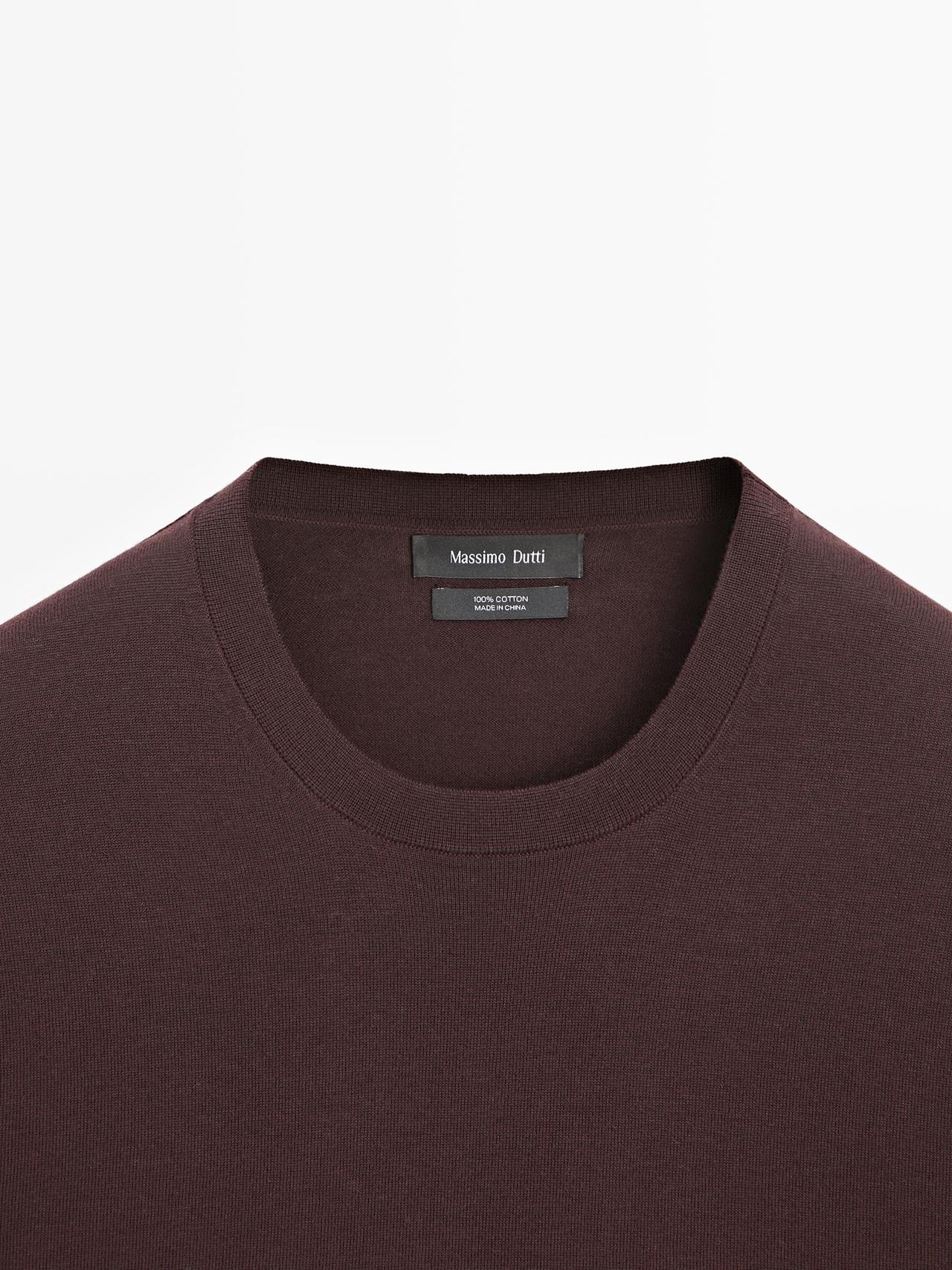 100% cotton short sleeve round neck T-shirt — BURGUNDY