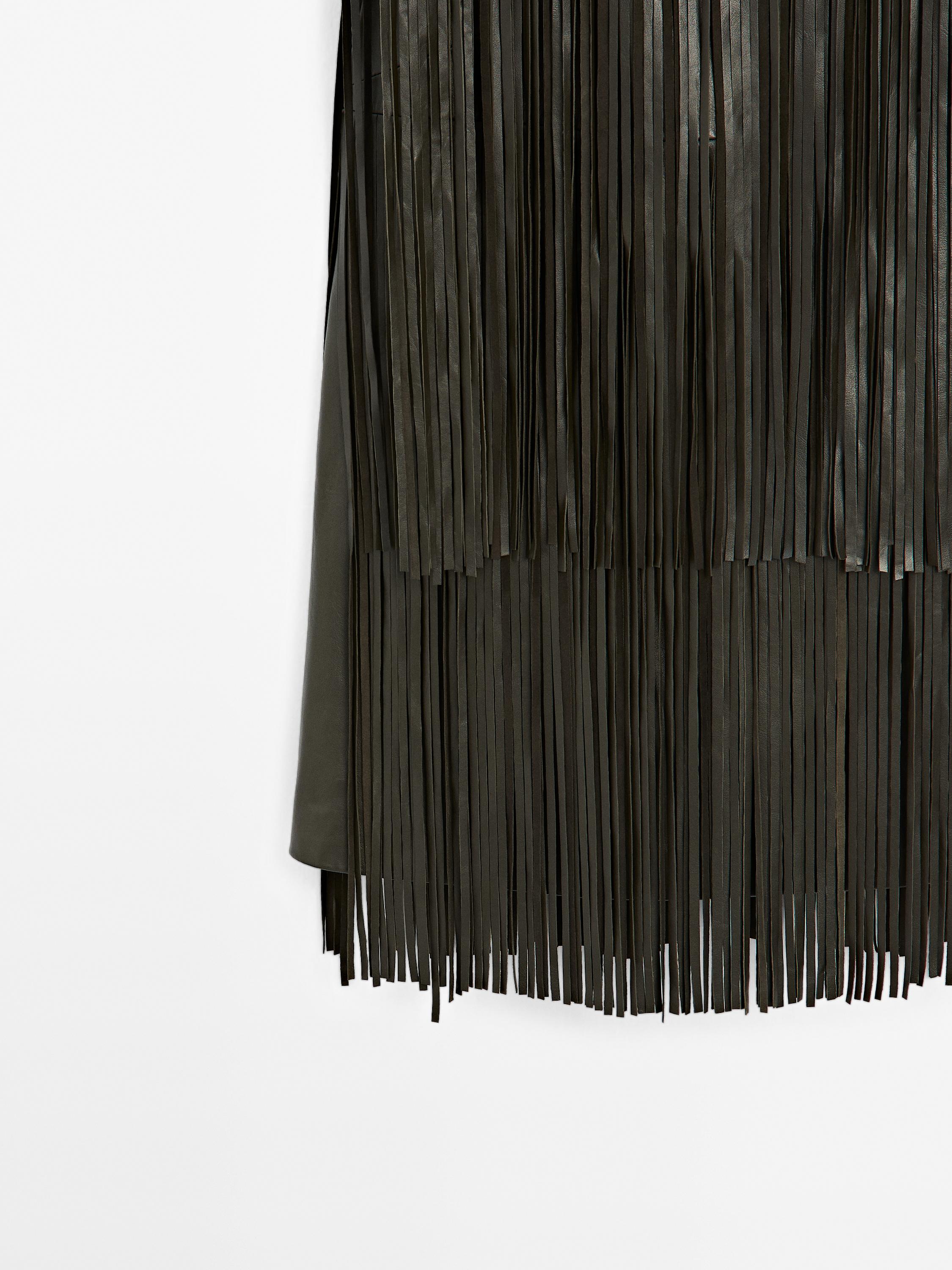 Short nappa leather dress with fringing - Studio