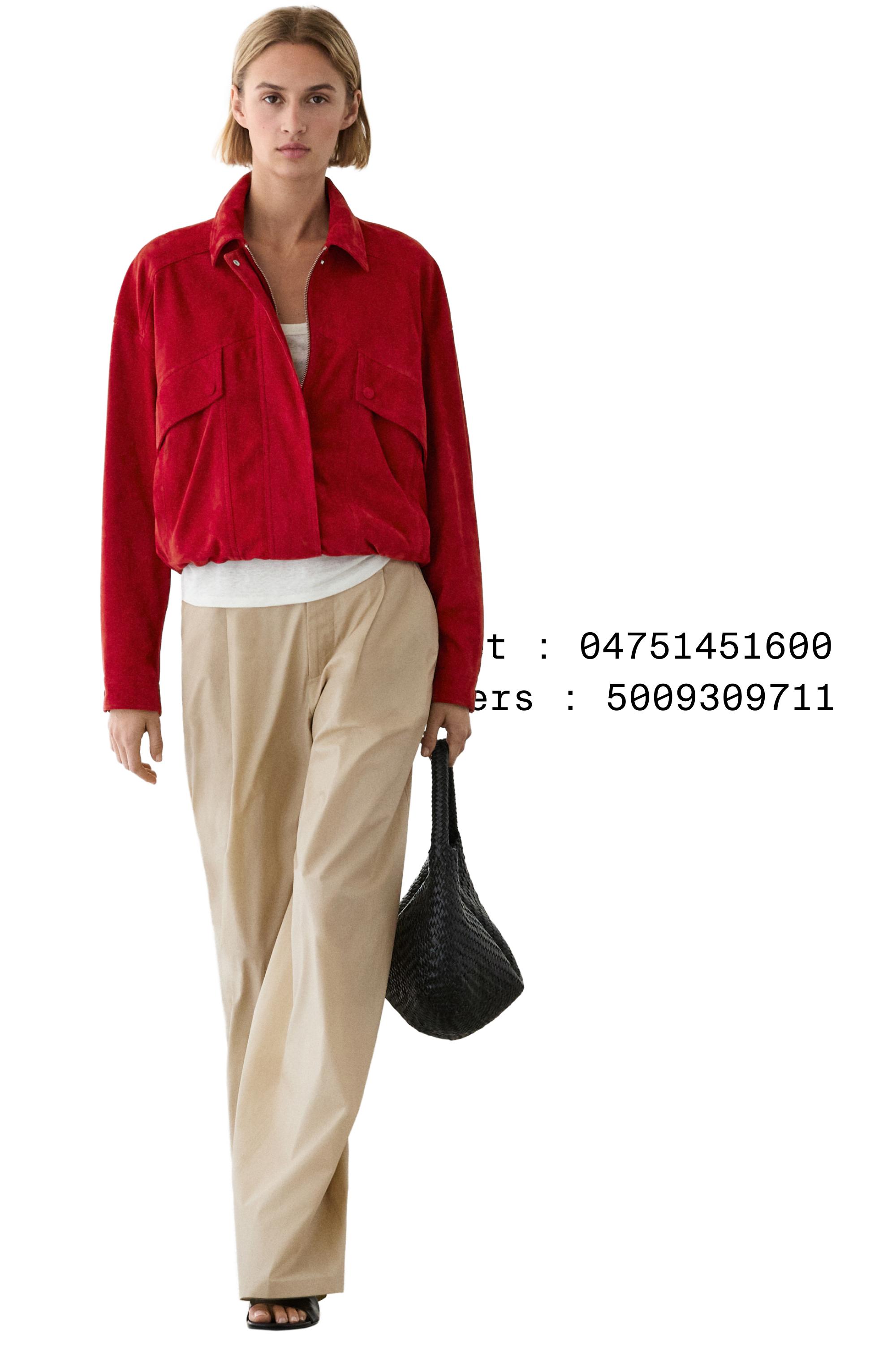 Suede leather bomber jacket with pocket details — RED