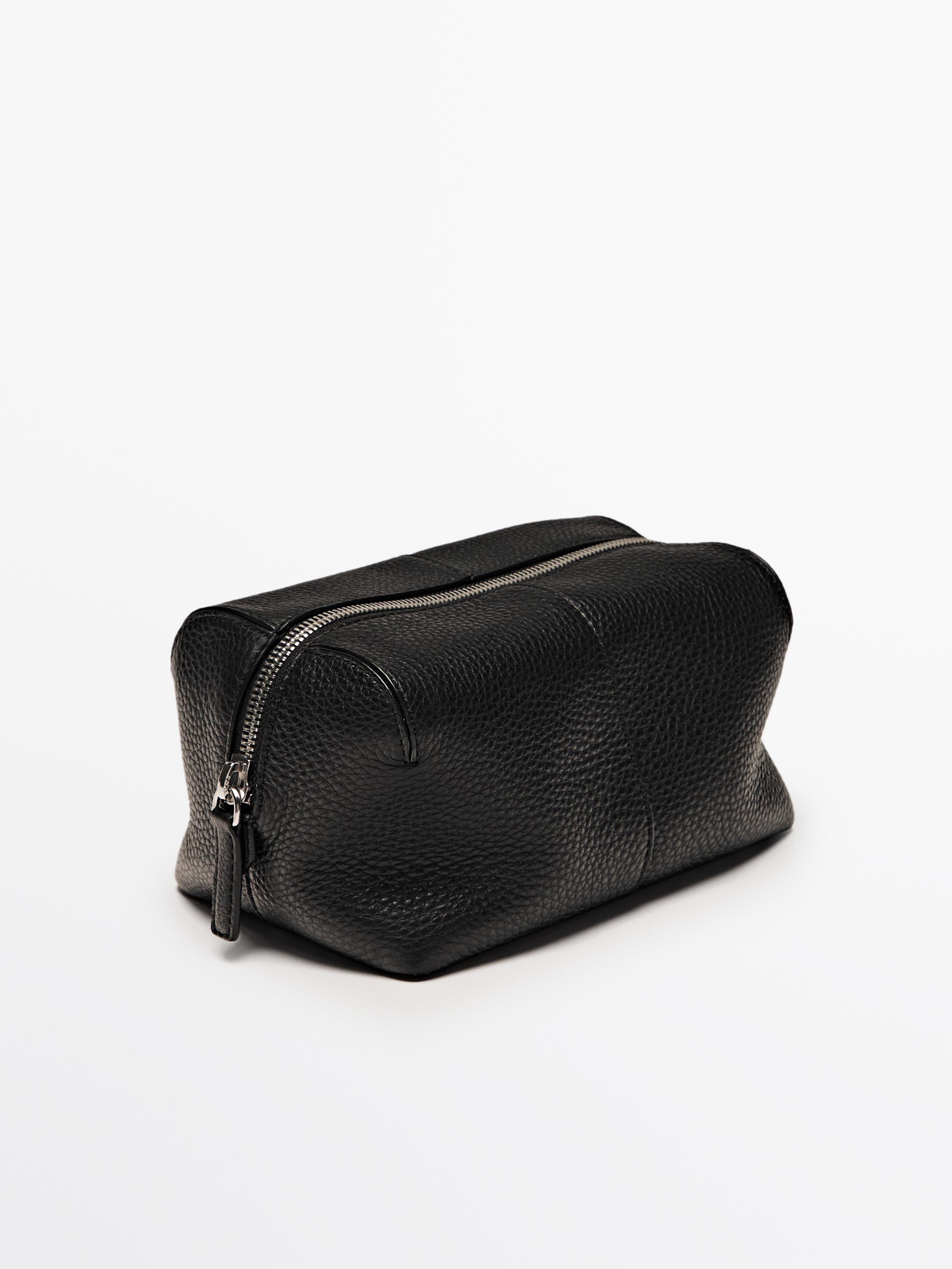 Nappa leather toiletry bag with zip