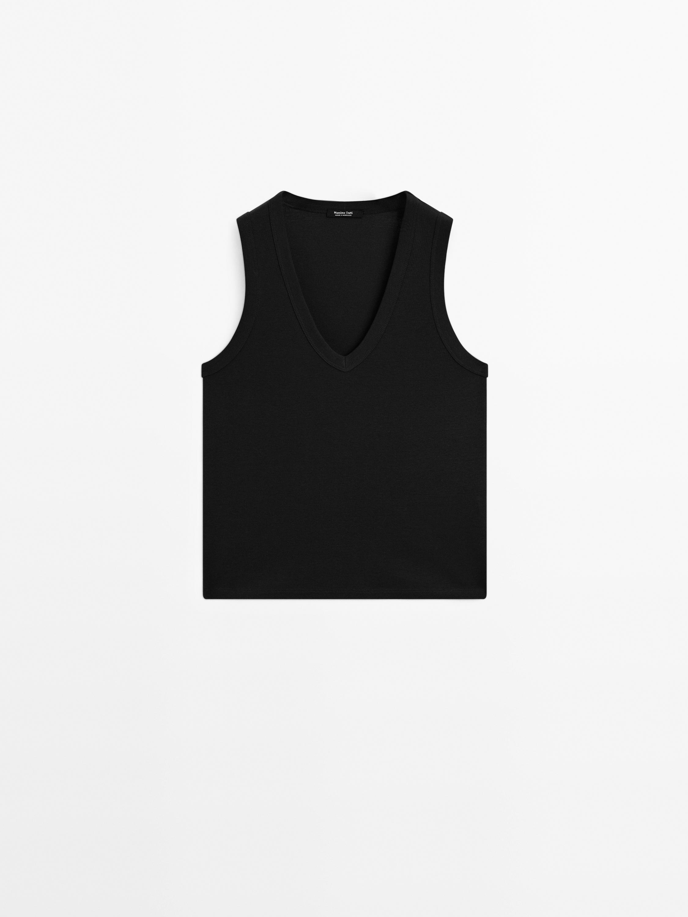 Cotton jersey sleeveless T-shirt
