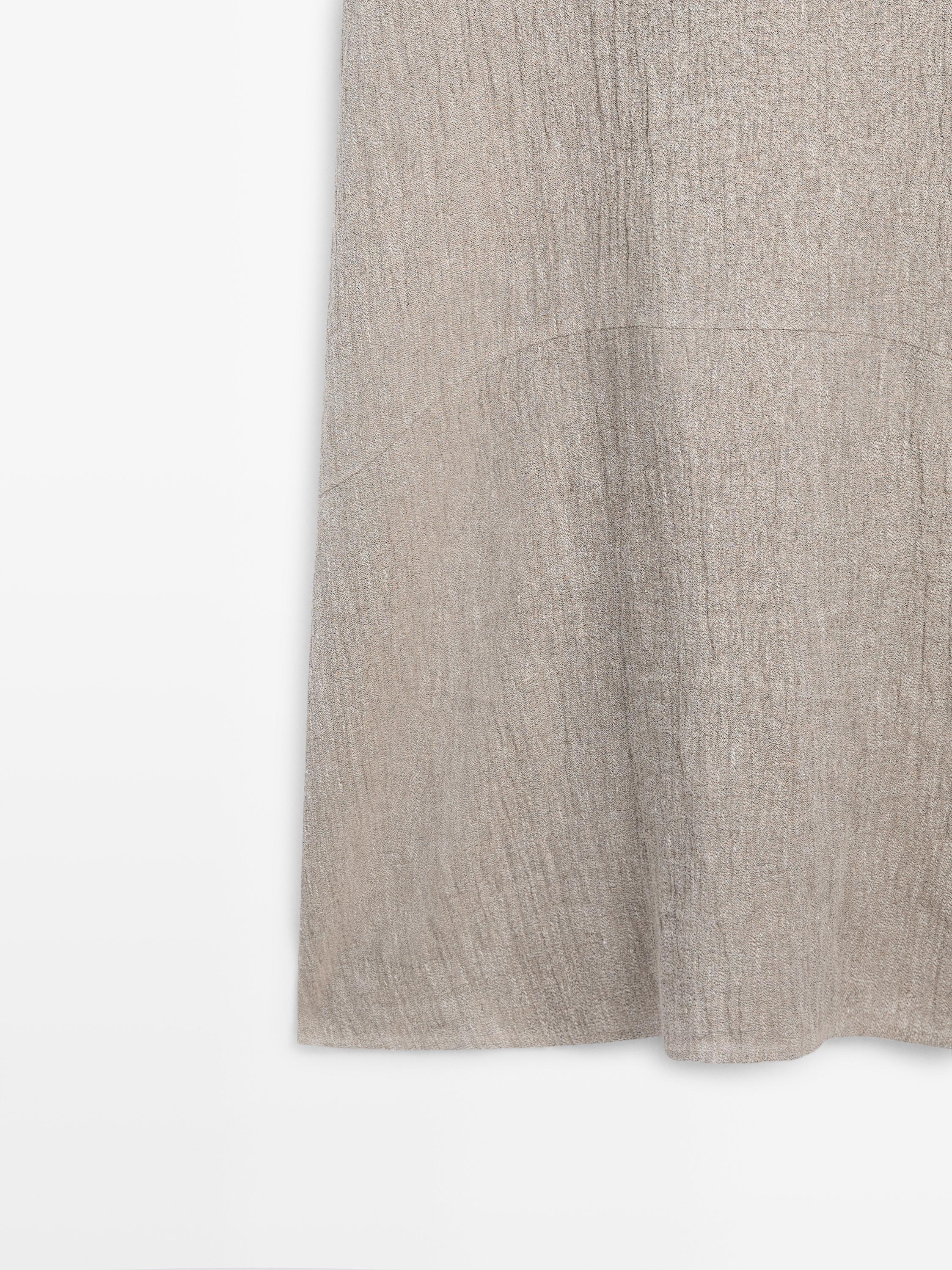 Waffle-knit linen blend kaftan dress — MINK