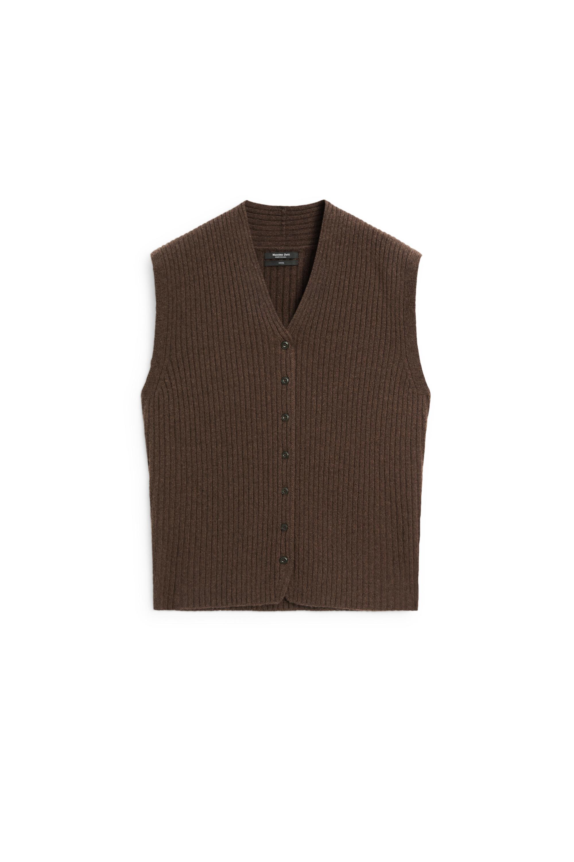 Massimo Dutti %100 yün fitilli triko yelek görsel 4