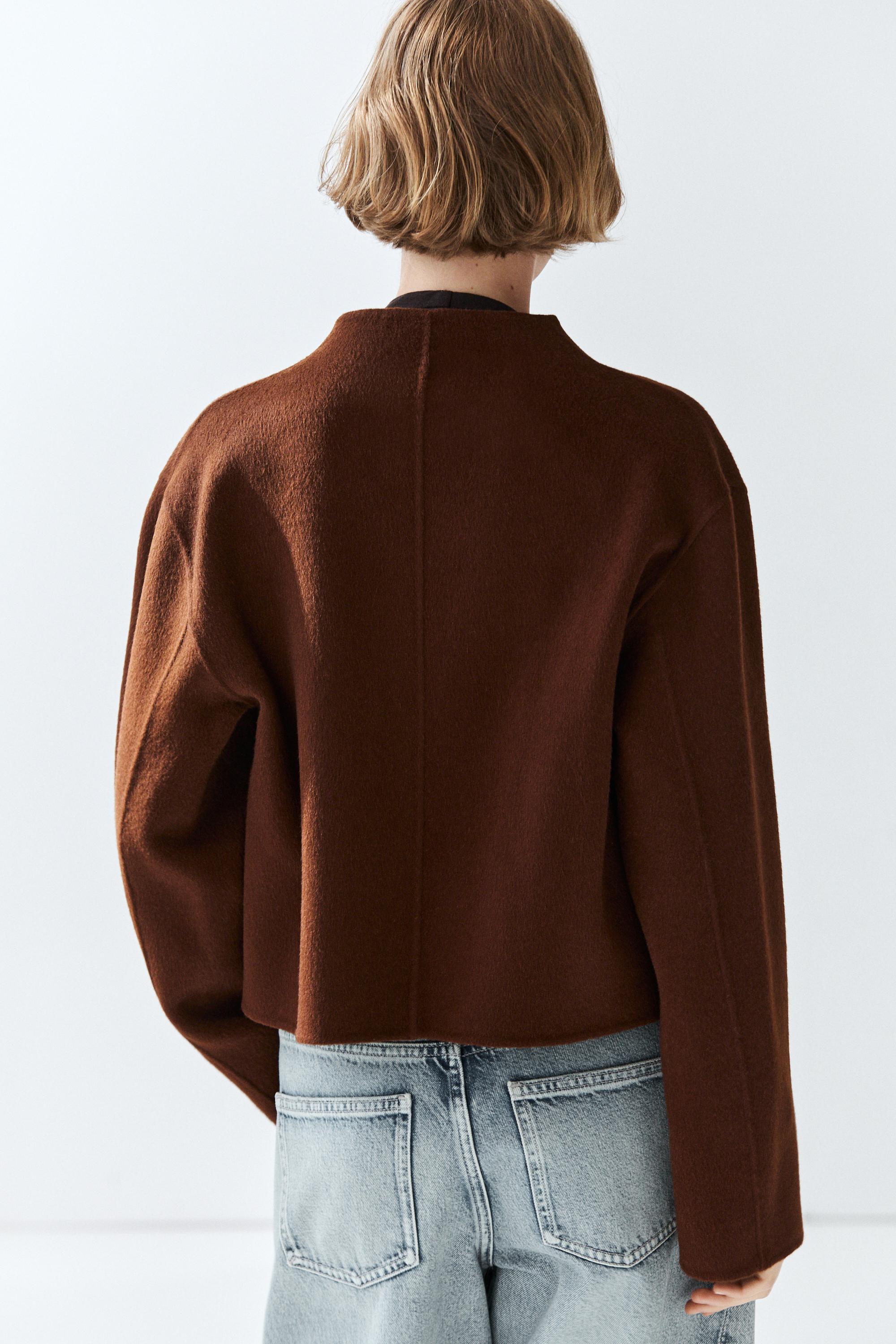Button detail cape jacket — COPPER