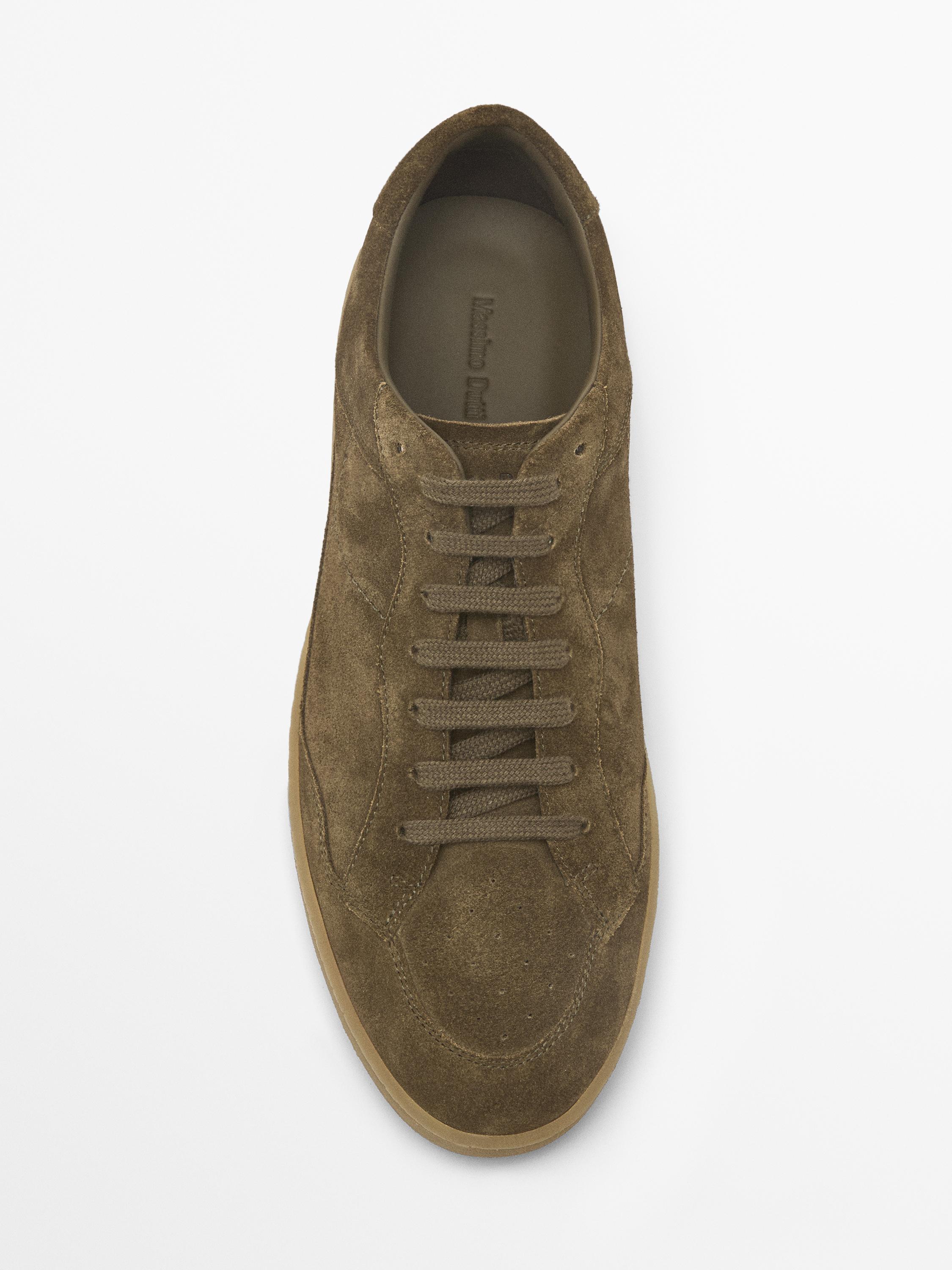 Split suede trainers