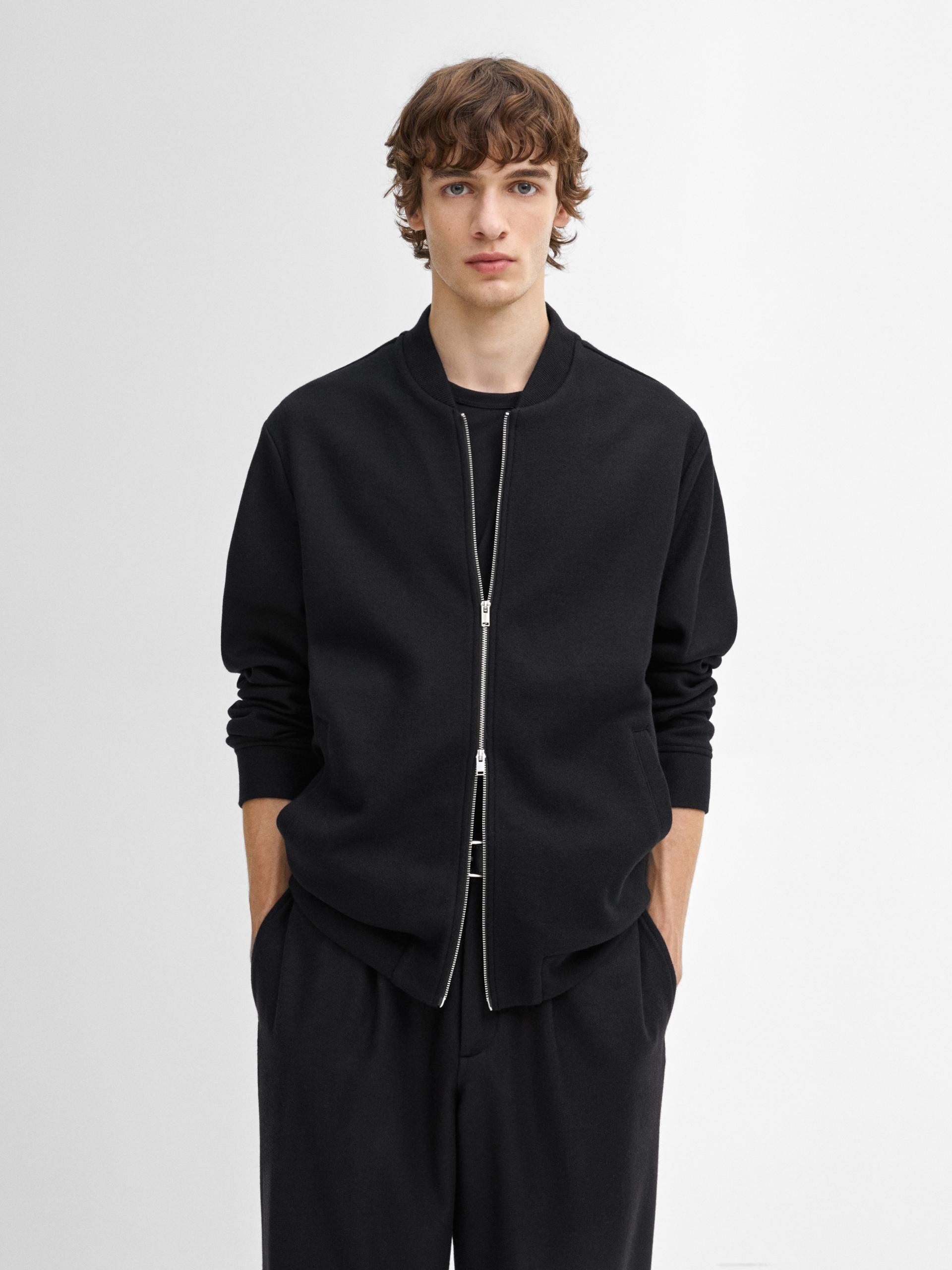 Chaqueta Bomber Mezcla Lana Doble - Negro - Xl - Massimo Dutti - Hombre