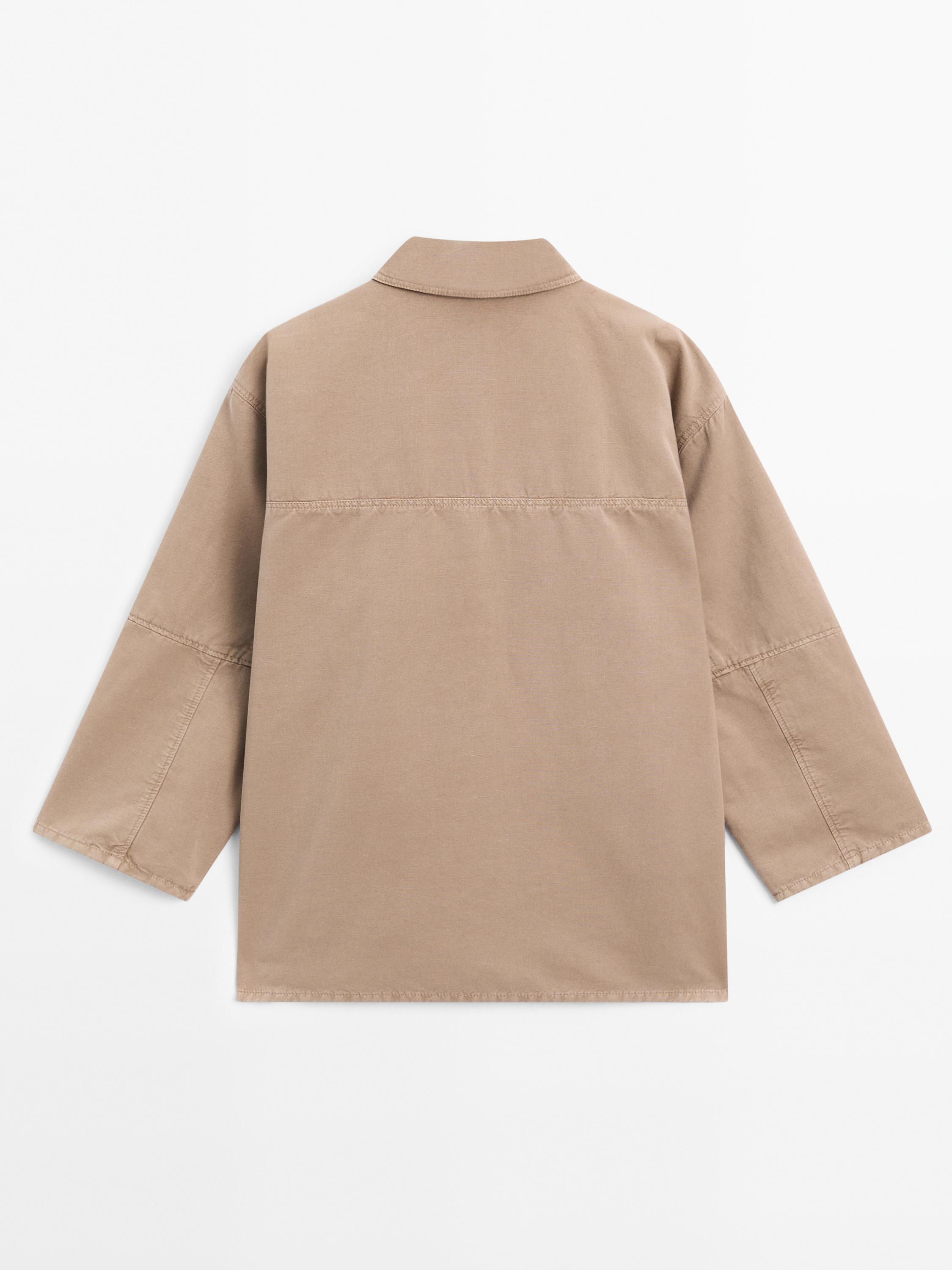 Cotton blend jacket with pocket detail