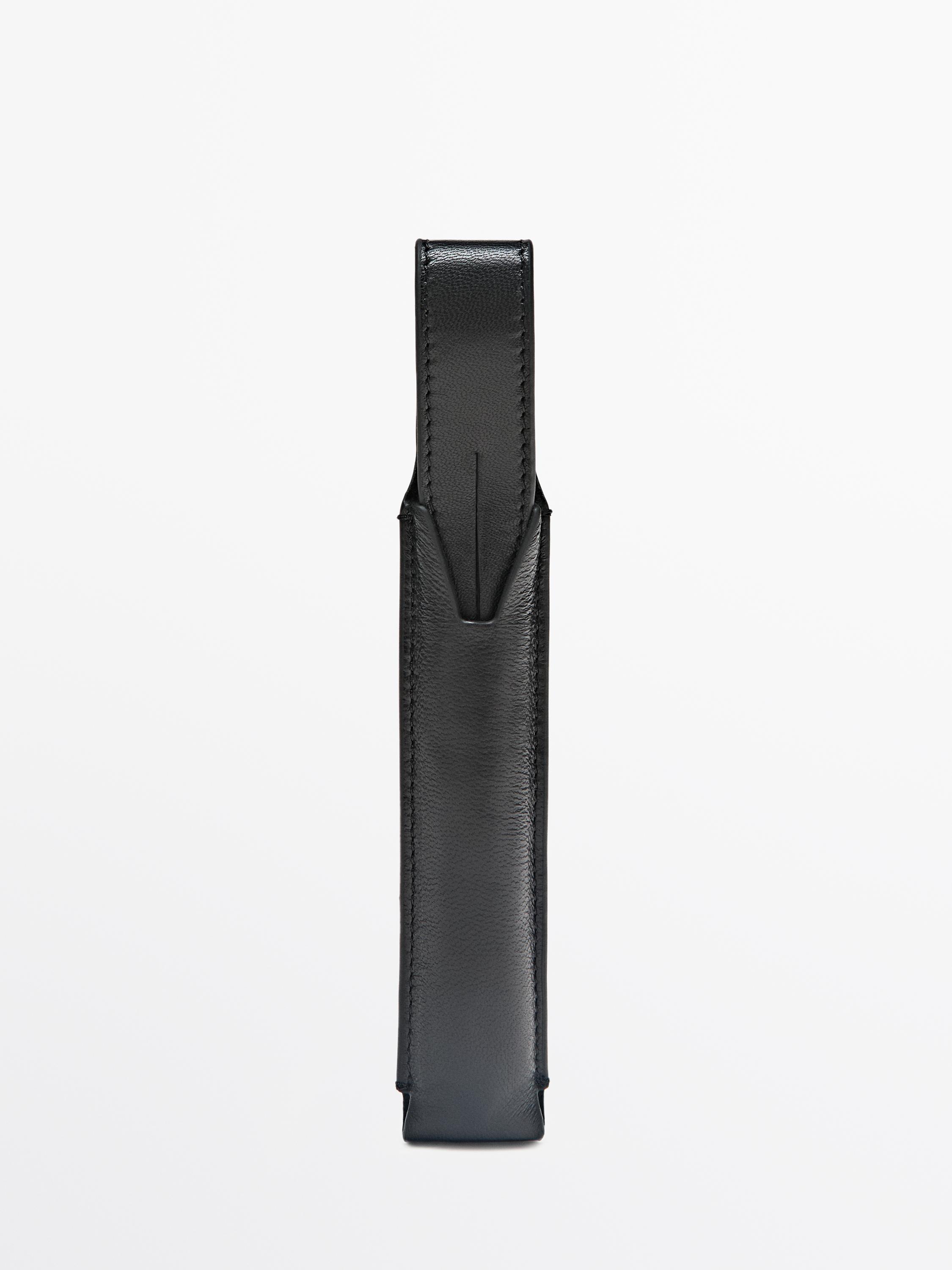 Nappa leather pen cover — BLACK