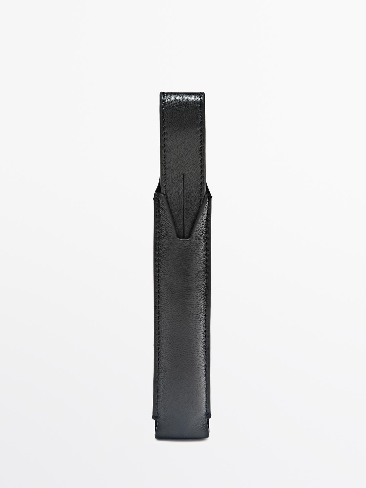 Étui Pour Stylo En Cuir Nappa - Noir - 01 - Massimo Dutti - Femme