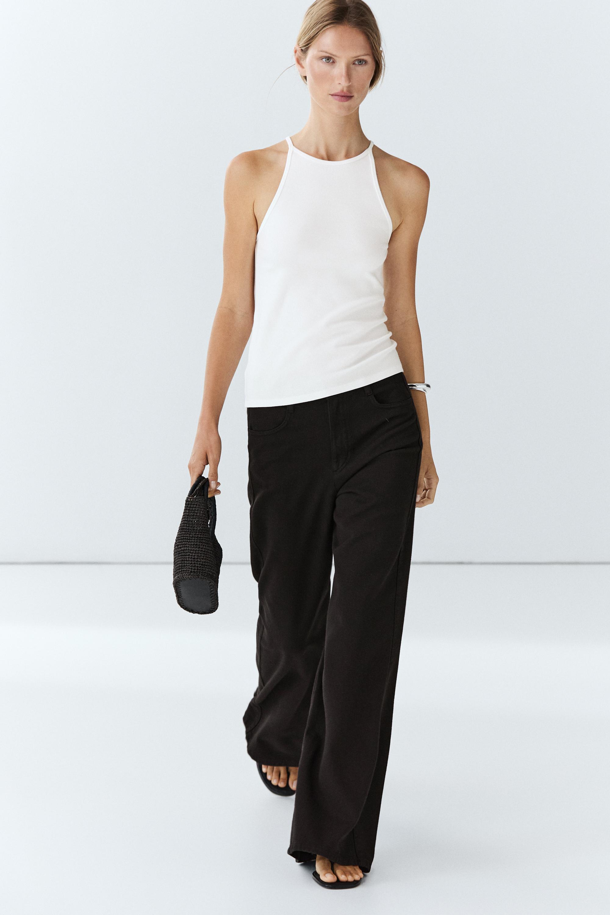 Flowy wide-leg jeans — BLACK