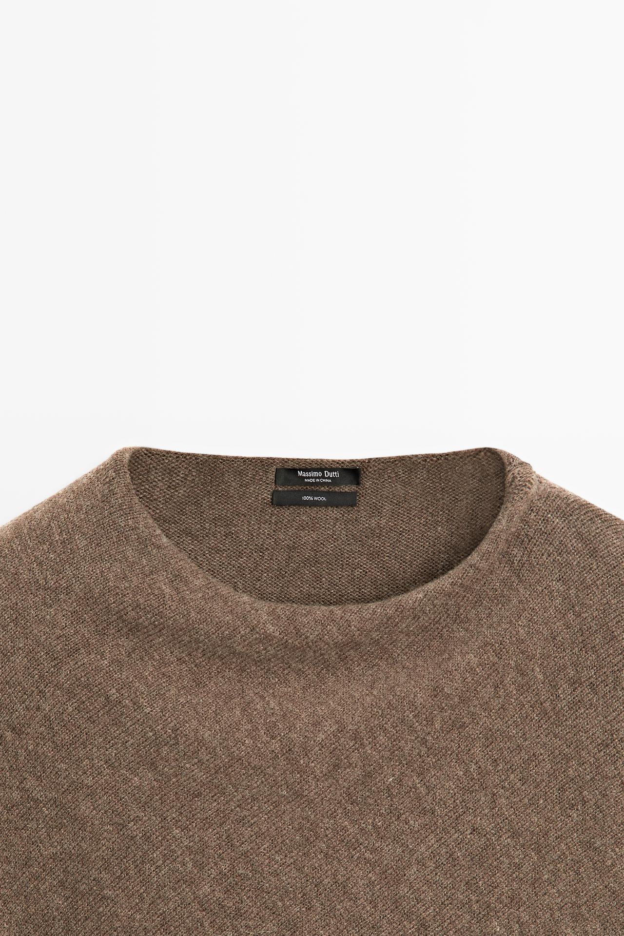 100% wool cape-style knit sweater — BROWN