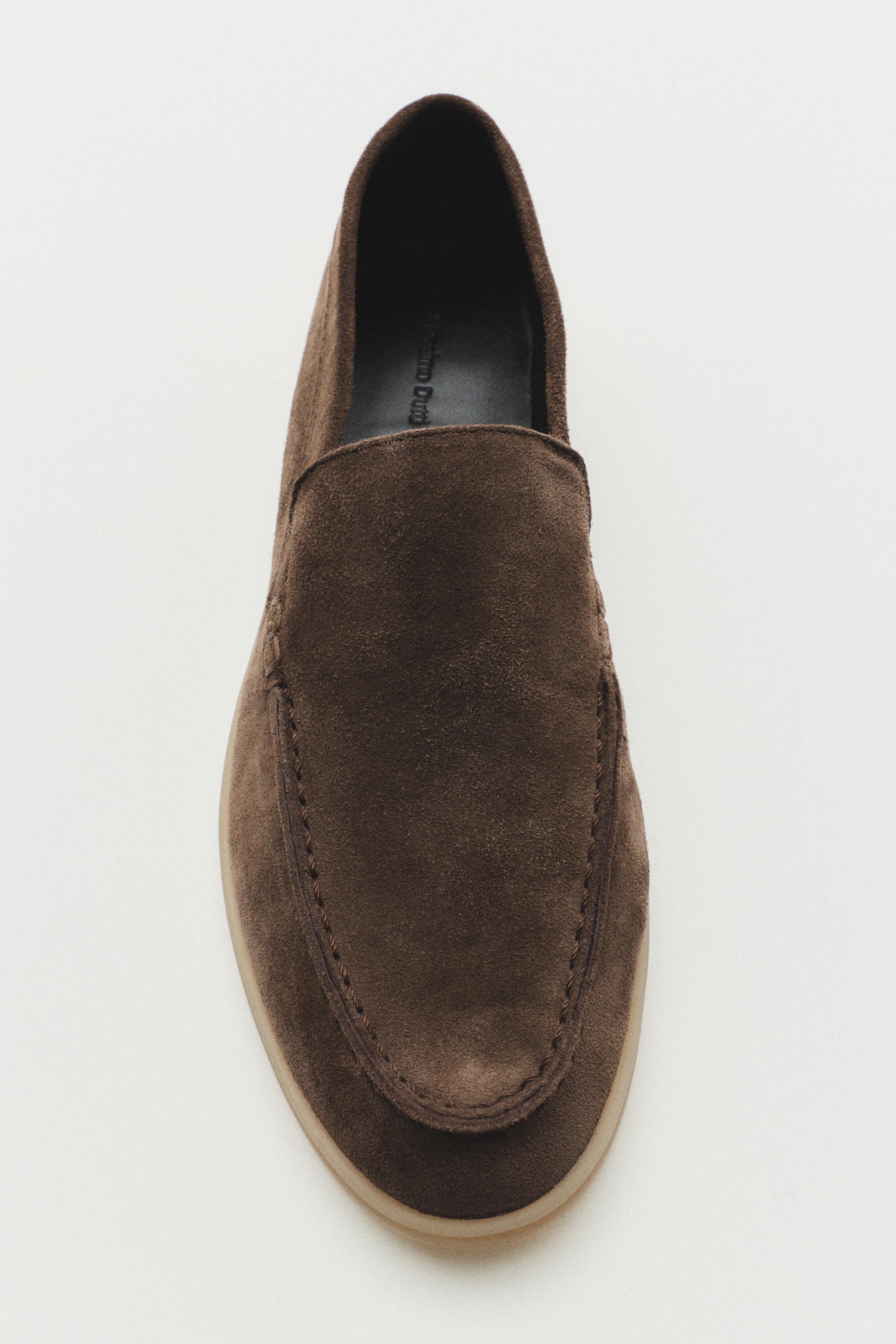Split leather loafers — BROWN
