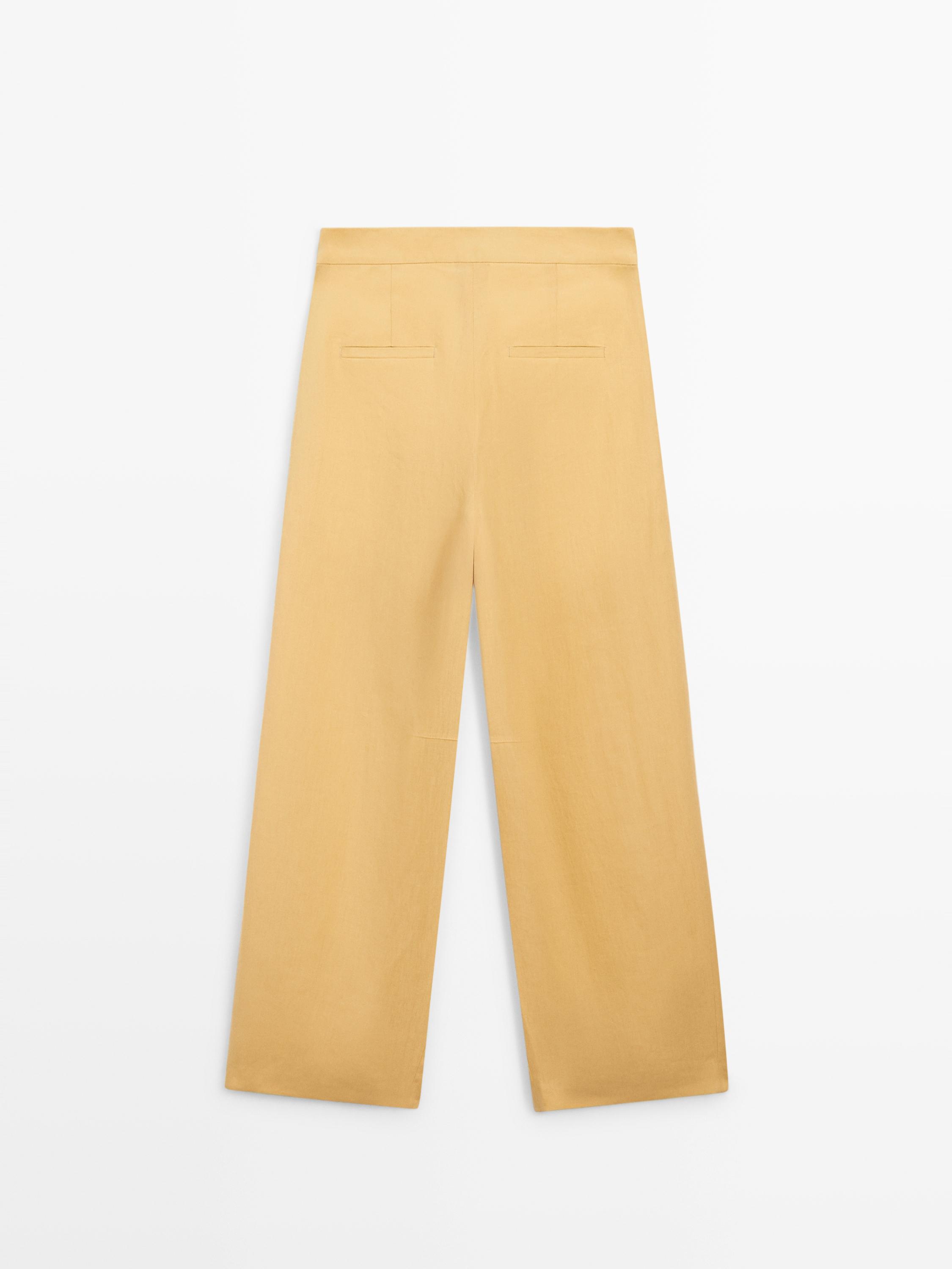 Linen barrel fit pants — YELLOW