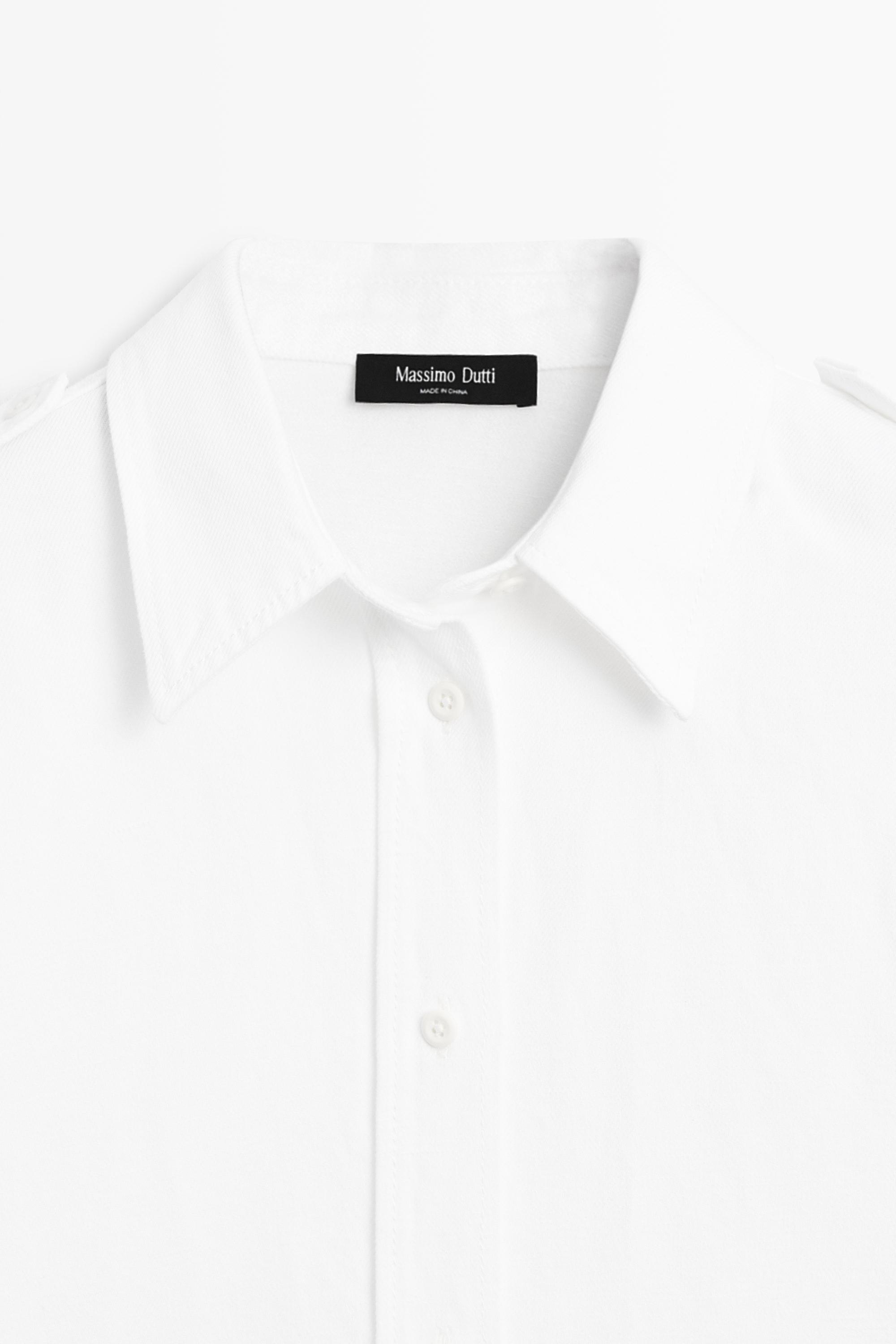 Cotton and linen blend shirt with shoulder detail — Off white