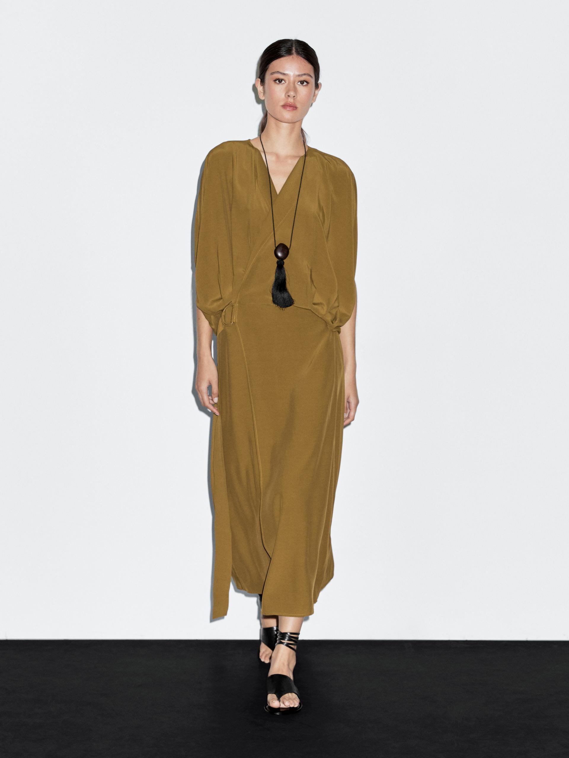 Robe Portefeuille Boucle - Olive - M - Massimo Dutti - Femme