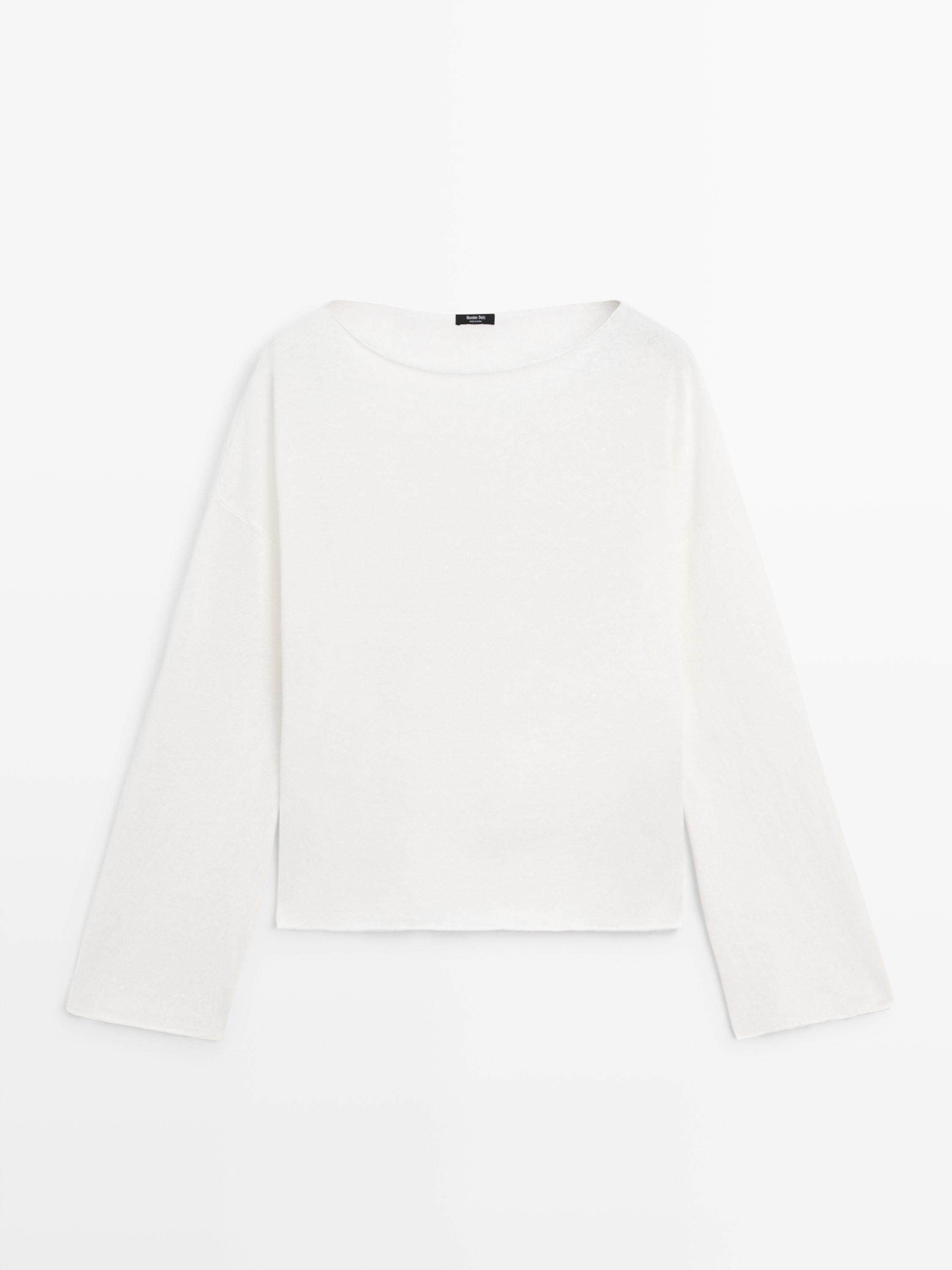100% linen knit boat neck sweater