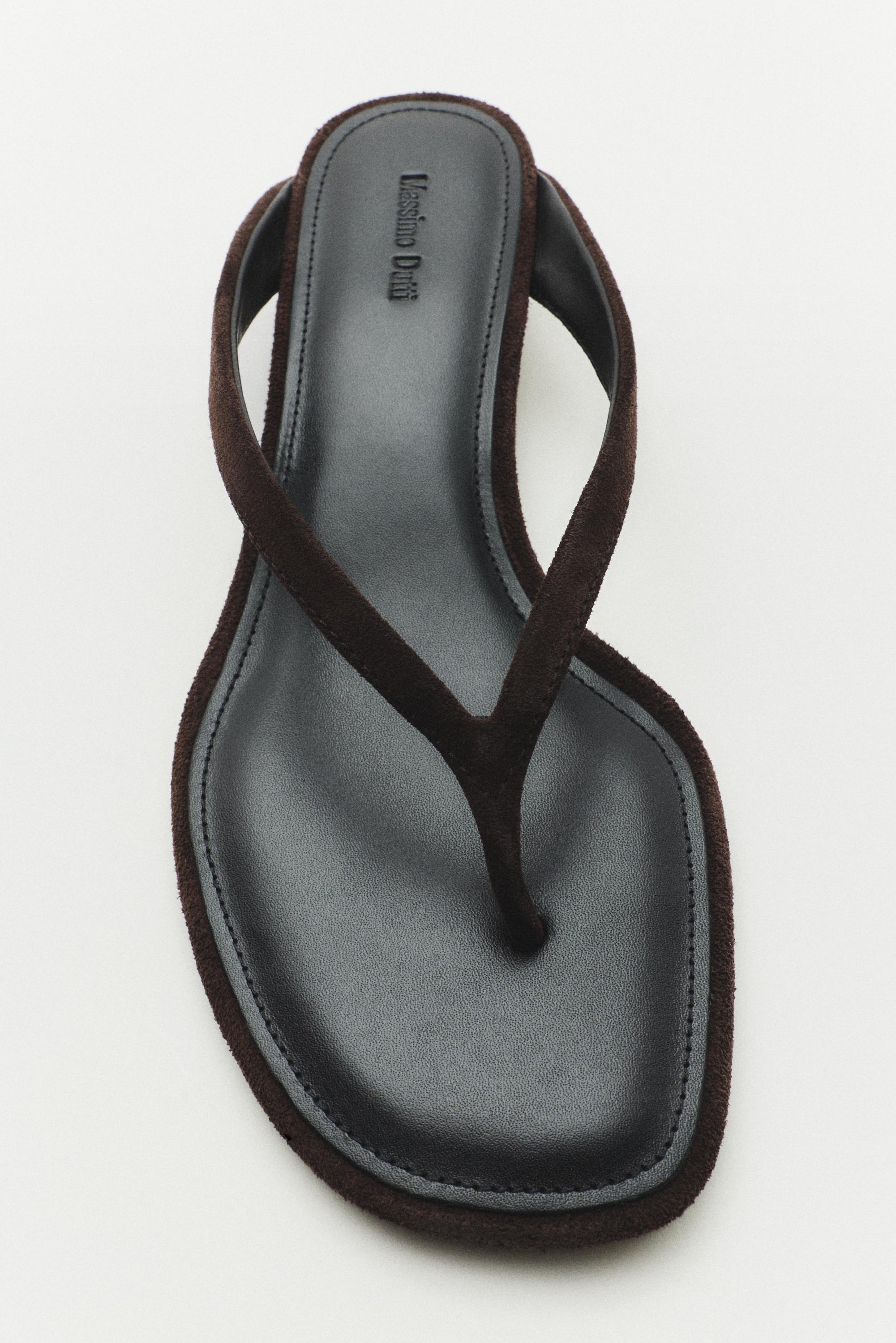 Mid-heel toe sandal — BROWN