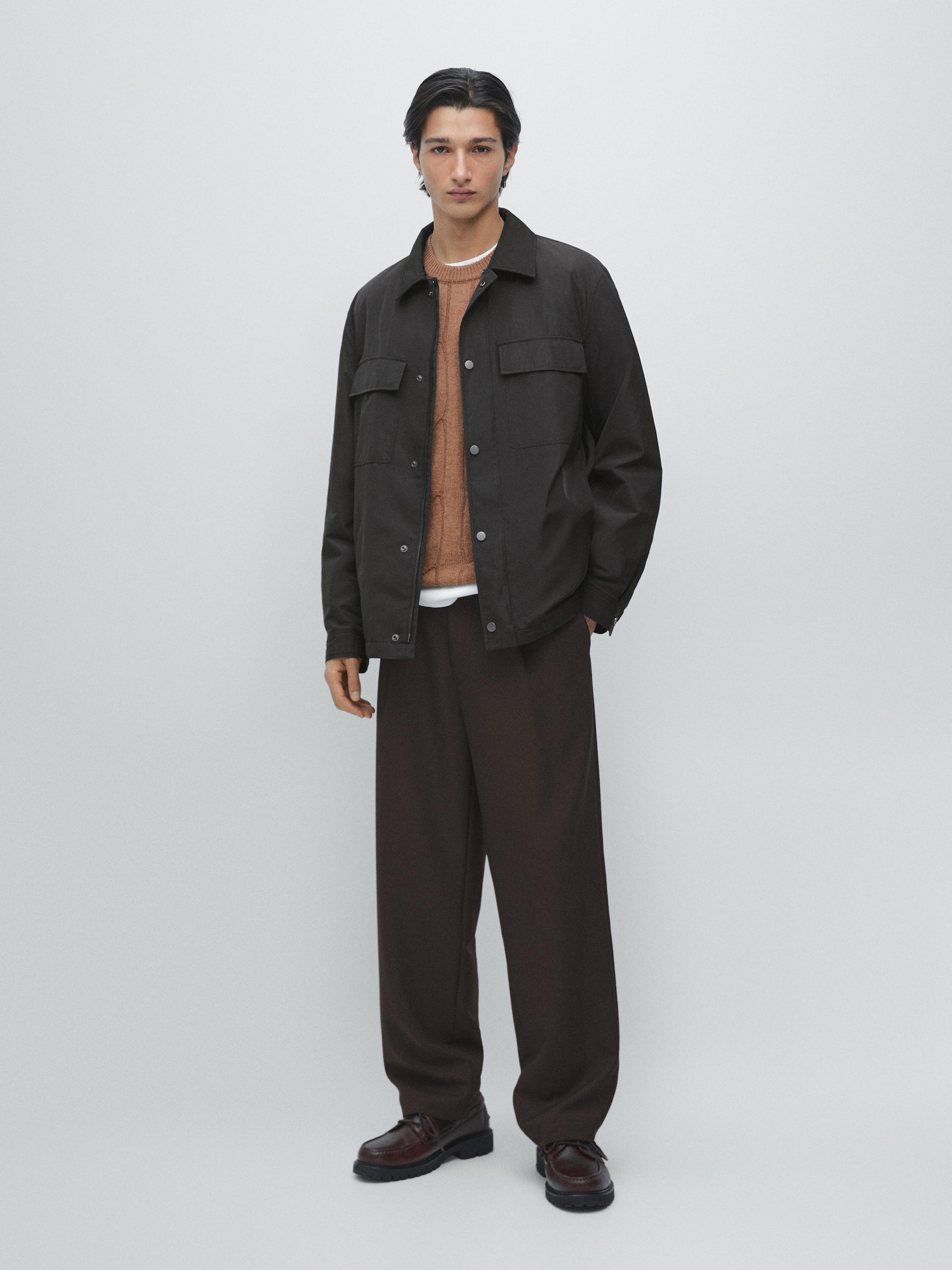 Water-repellent overshirt with pockets — DARK NAVY