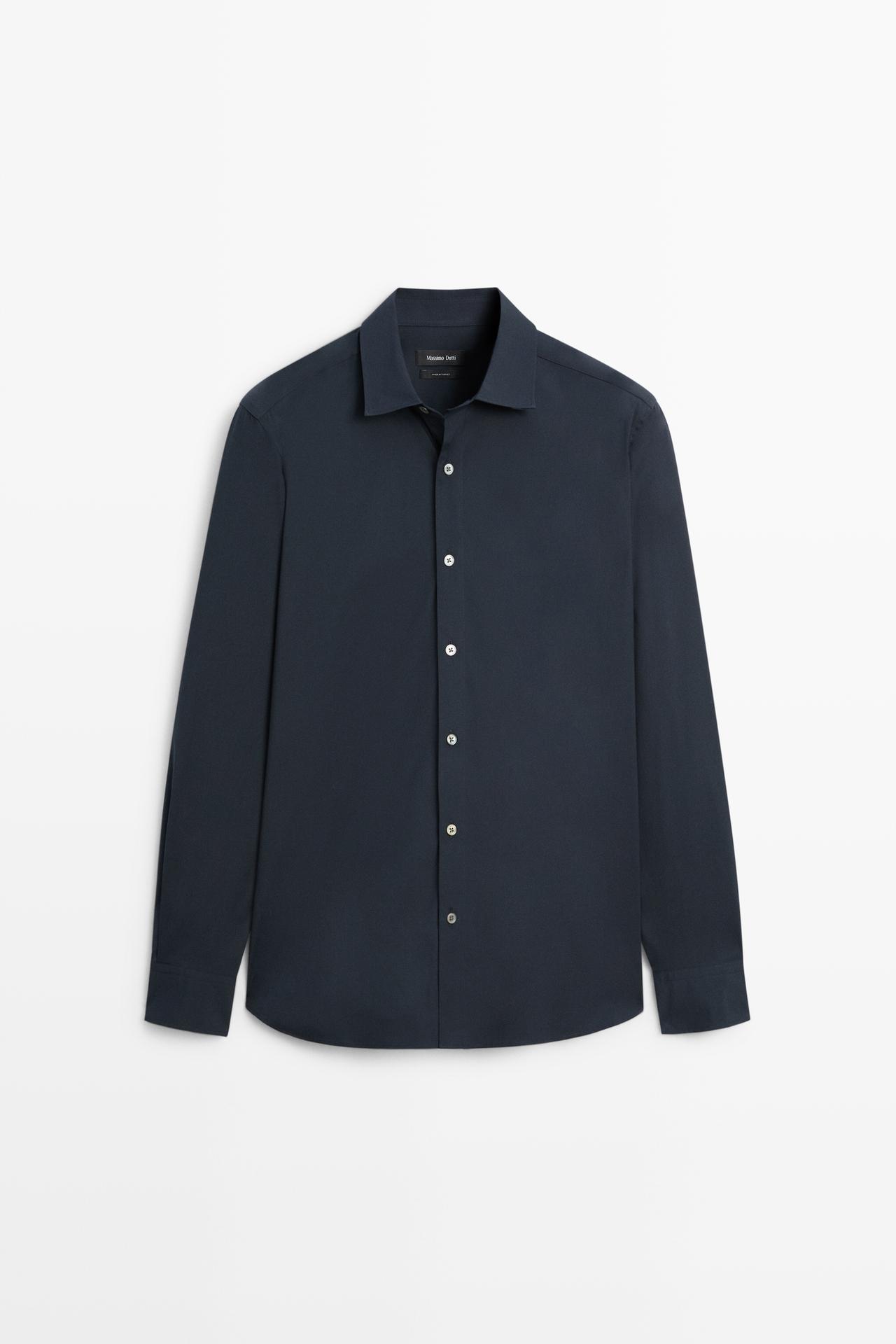 Stretch slim fit shirt — NAVY BLUE