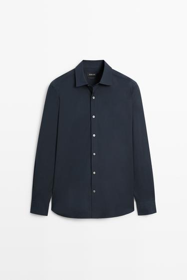 Stretch slim fit shirt — NAVY BLUE 2