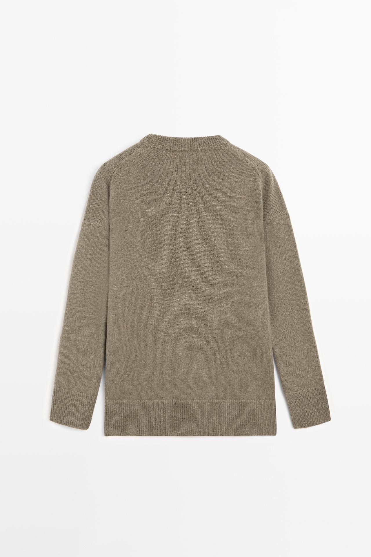 100% cashmere oversize knit sweater — GREEN MARL