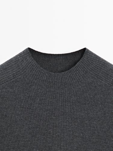 Mock turtleneck ribbed knit sweater — ANTHRACITE GREY 9