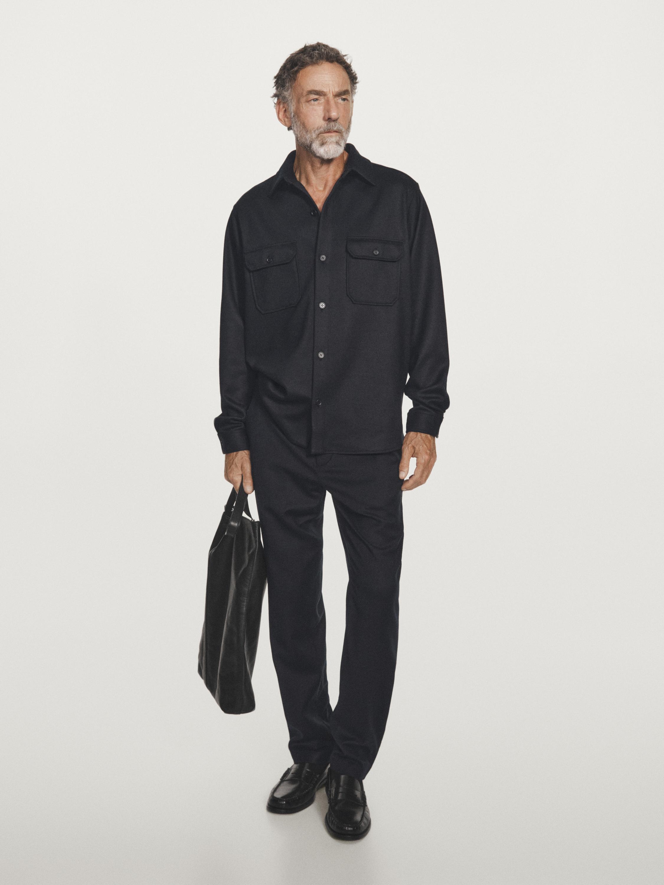 Pantalon en flanelle 100 % laine élastiqué sur le côté