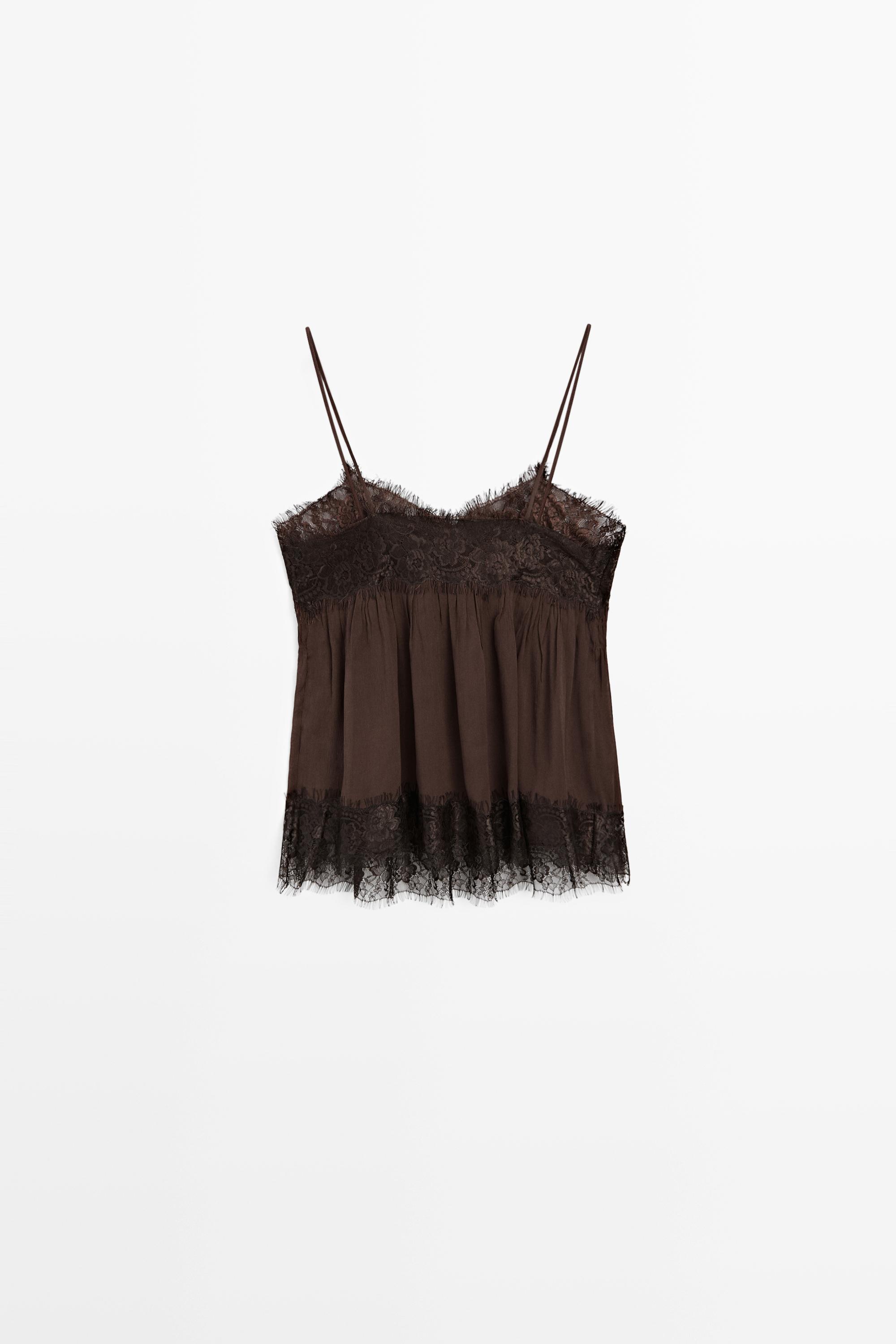 Camisole top with contrast lace detail