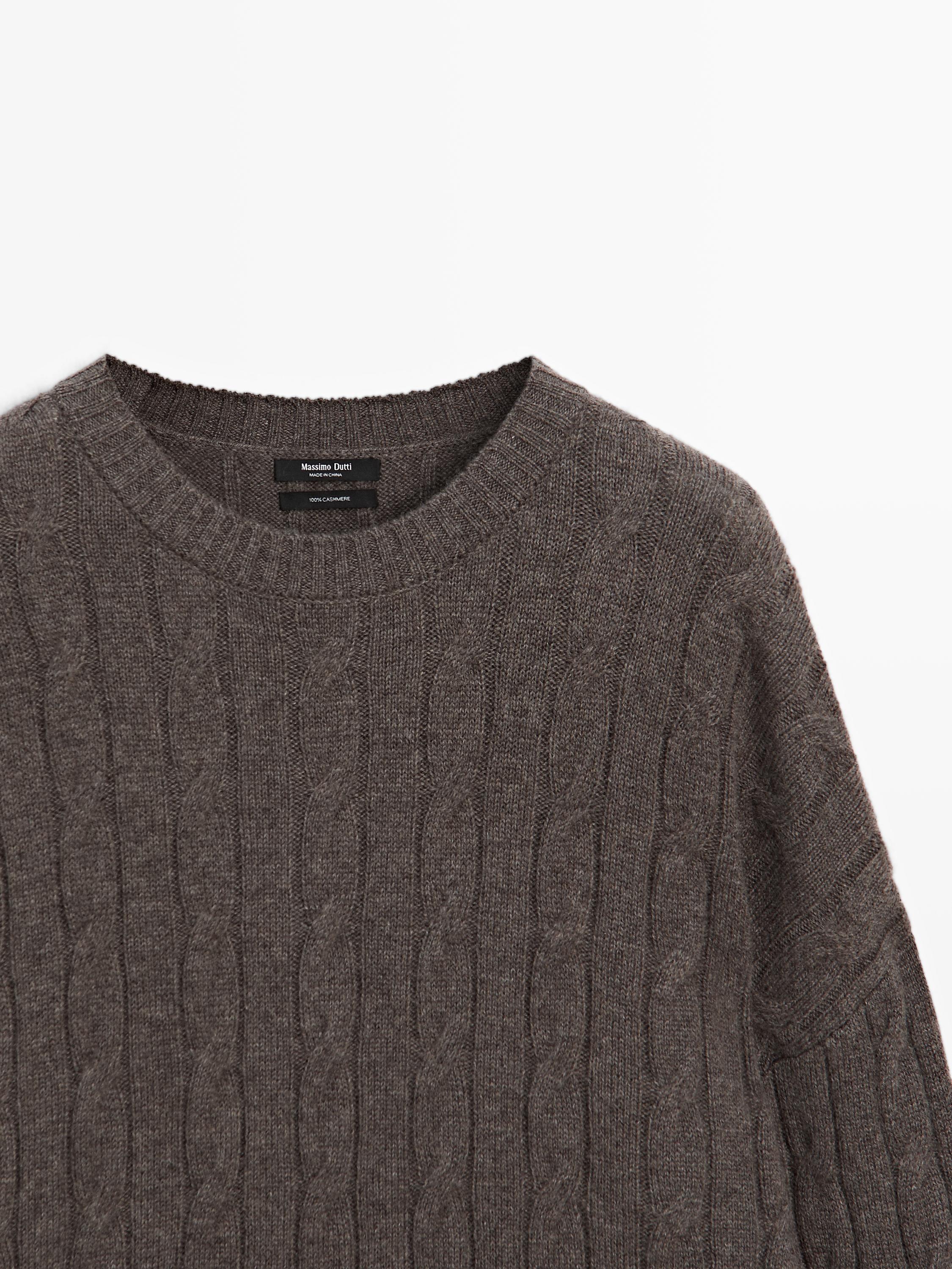 100% cashmere cable-knit sweater — ANTHRACITE GREY