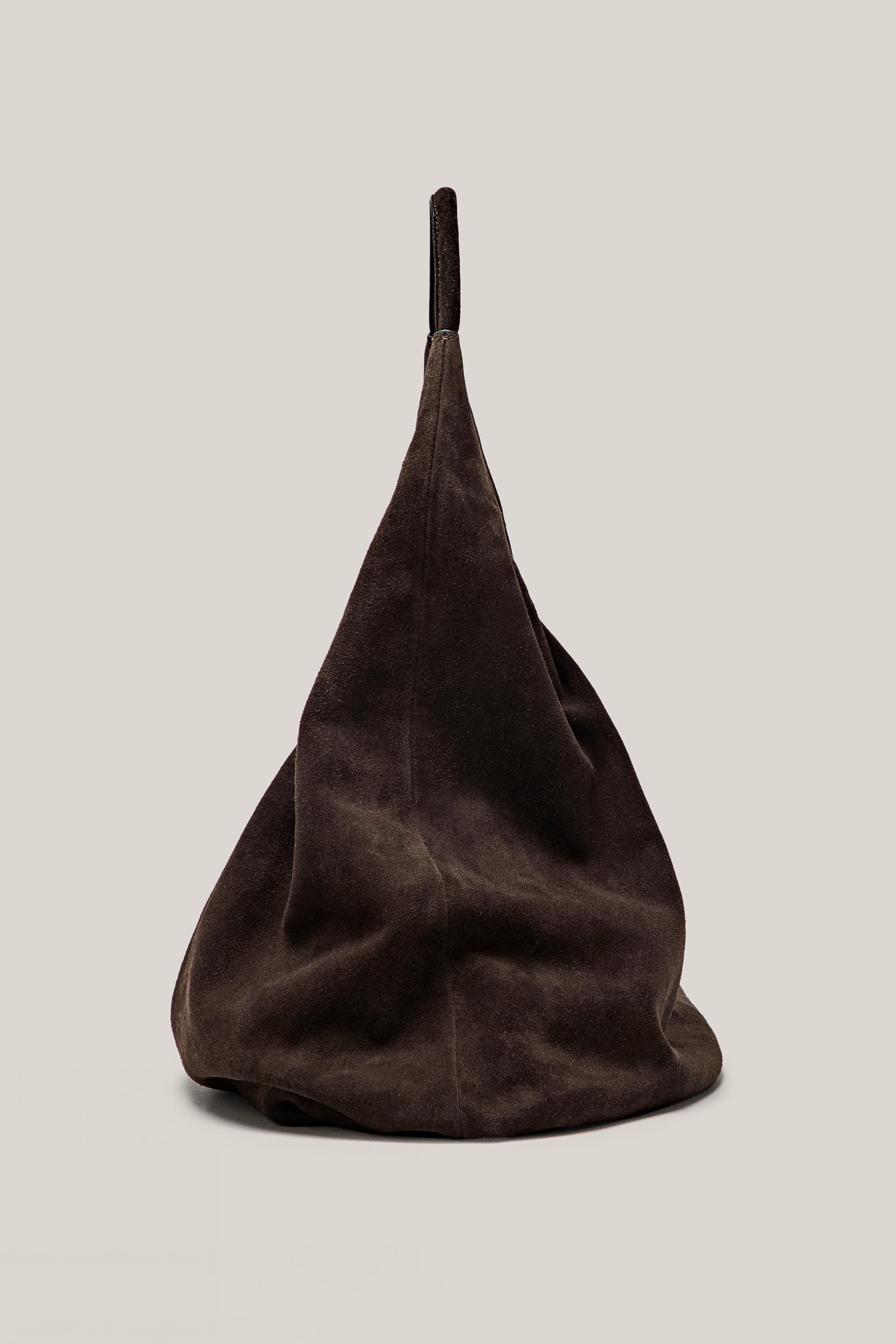 Split leather maxi shopper bag - LIMITED EDITION — BROWN