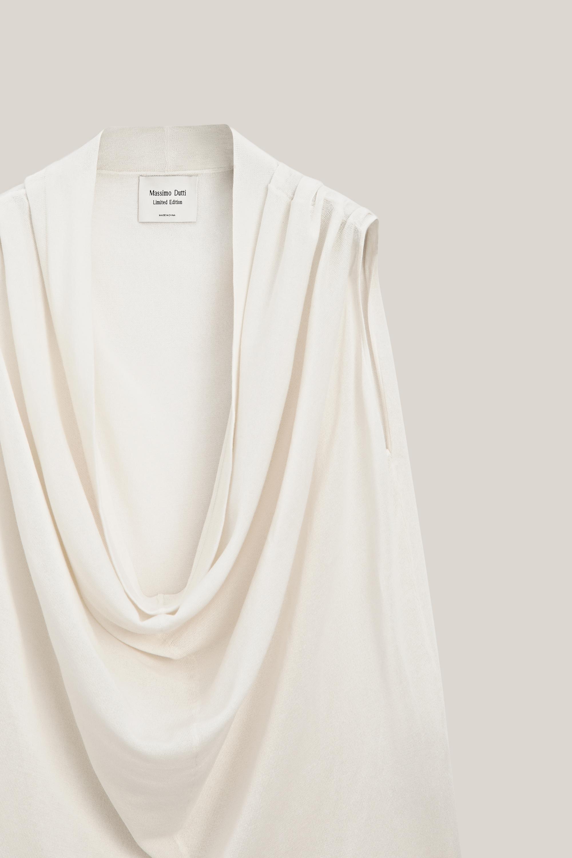 Silk blend top with cowl neckline - LIMITED EDITION — WHITE