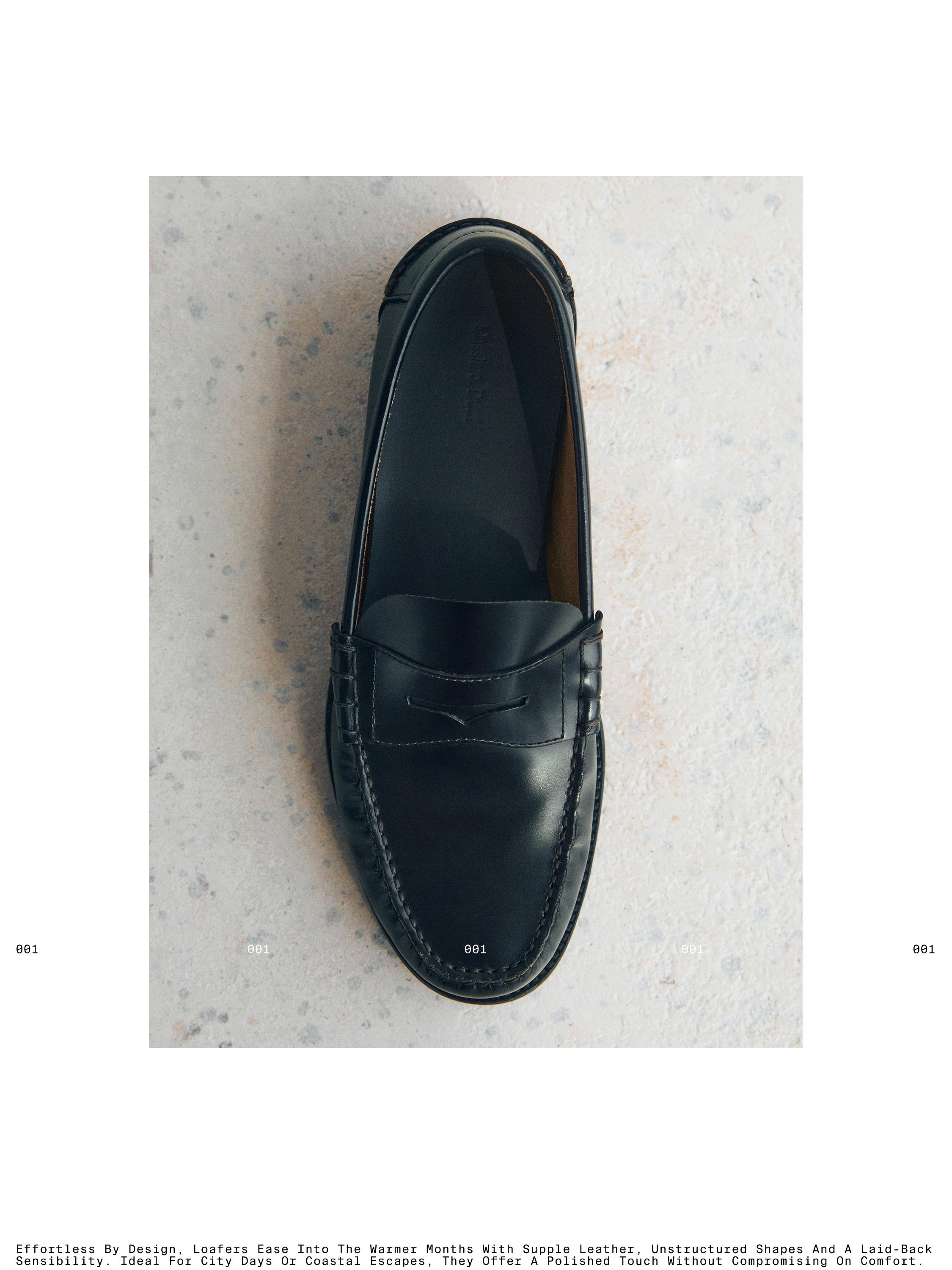 Leather loafers with penny strap — BLACK