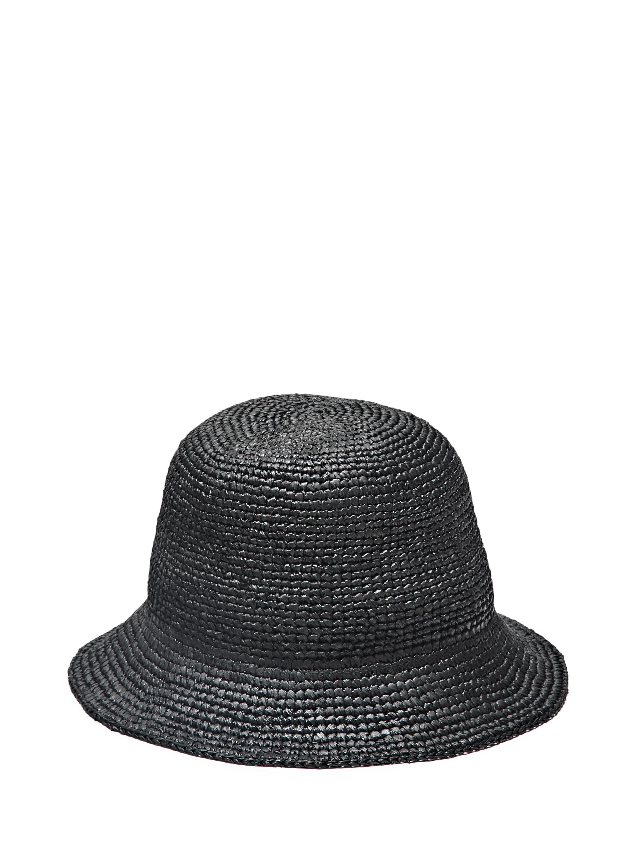 Raffia bucket hat — BLACK