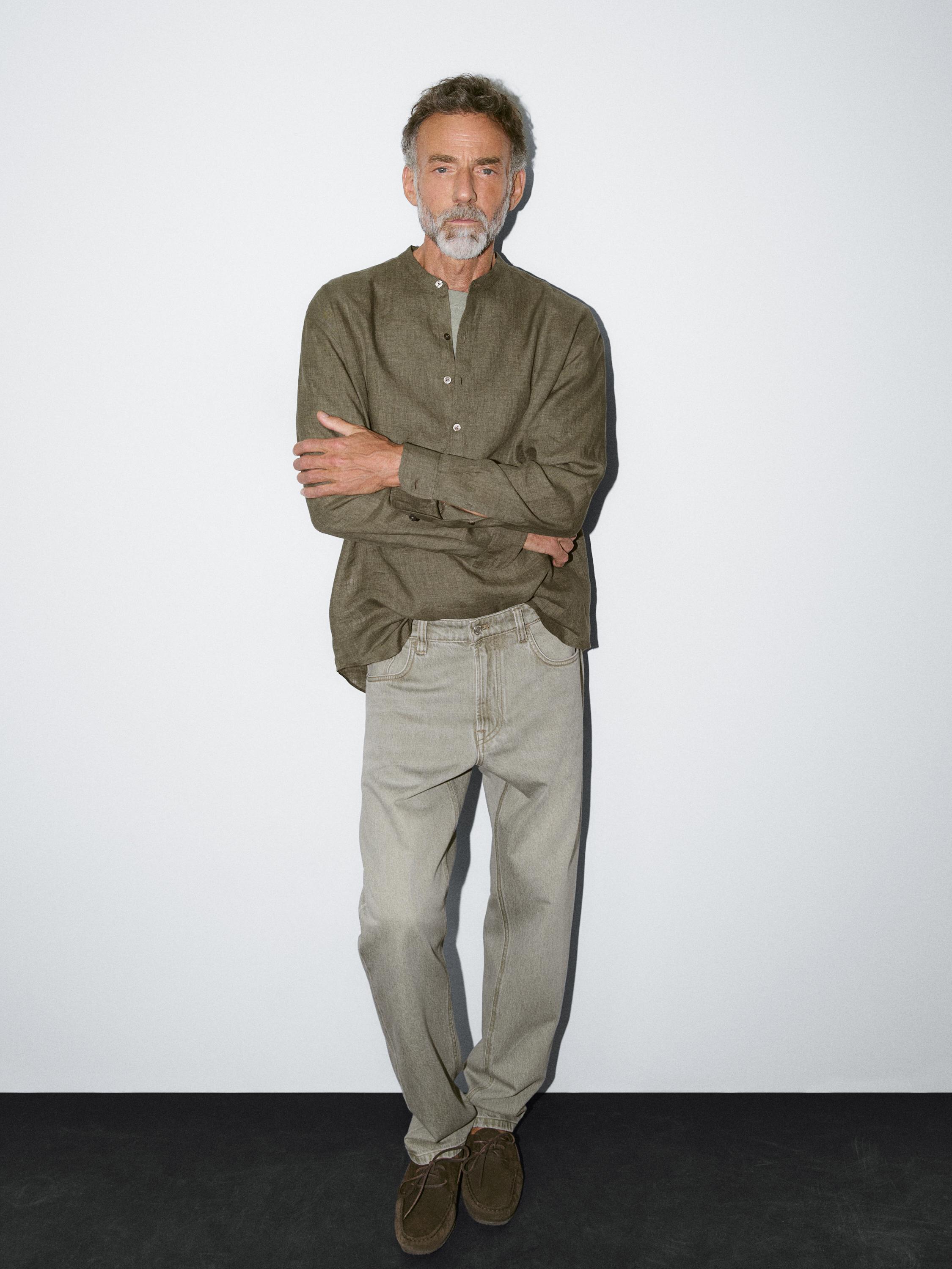 Regular fit faded linen shirt