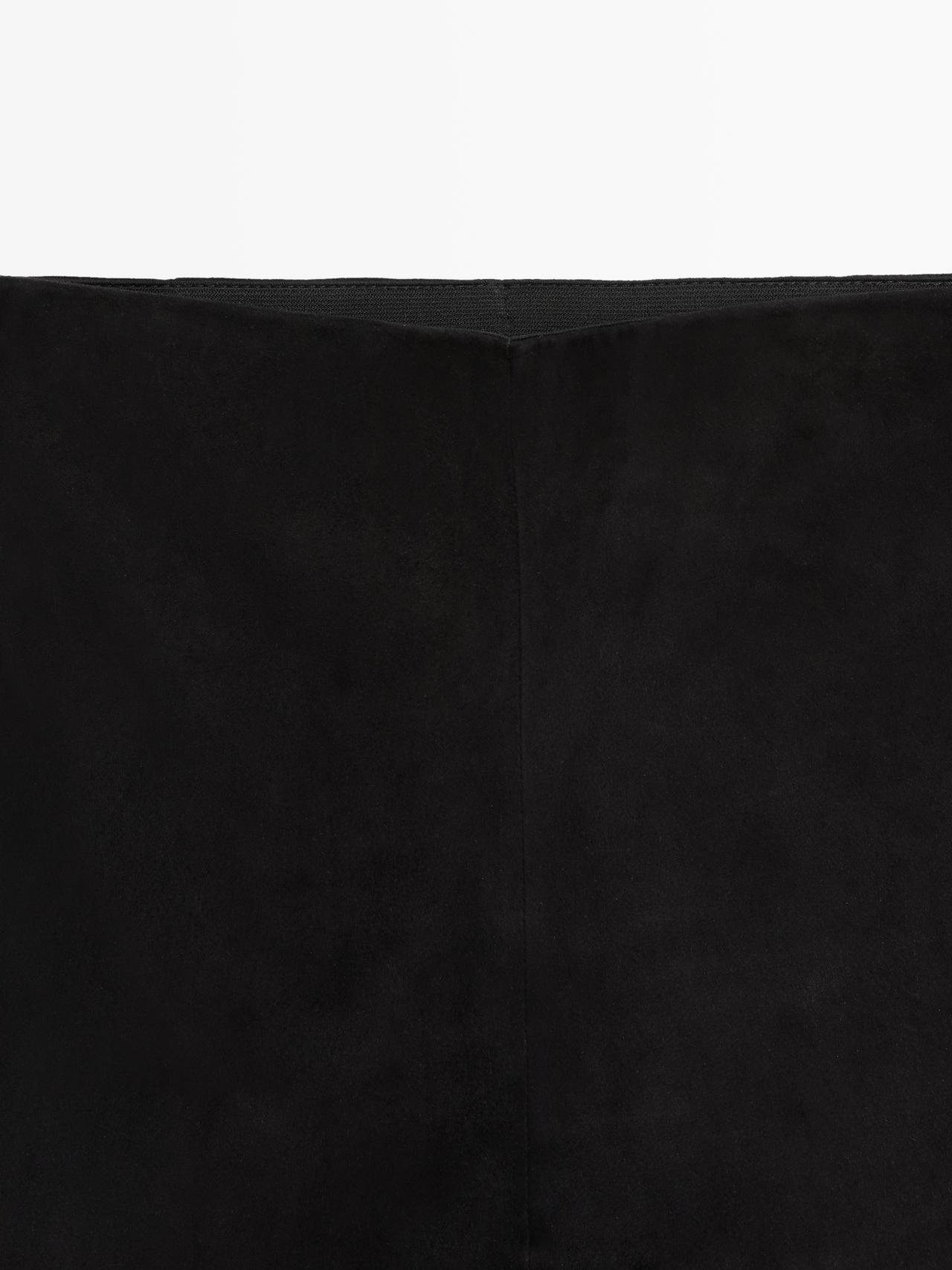 Suede leather cycling shorts — BLACK