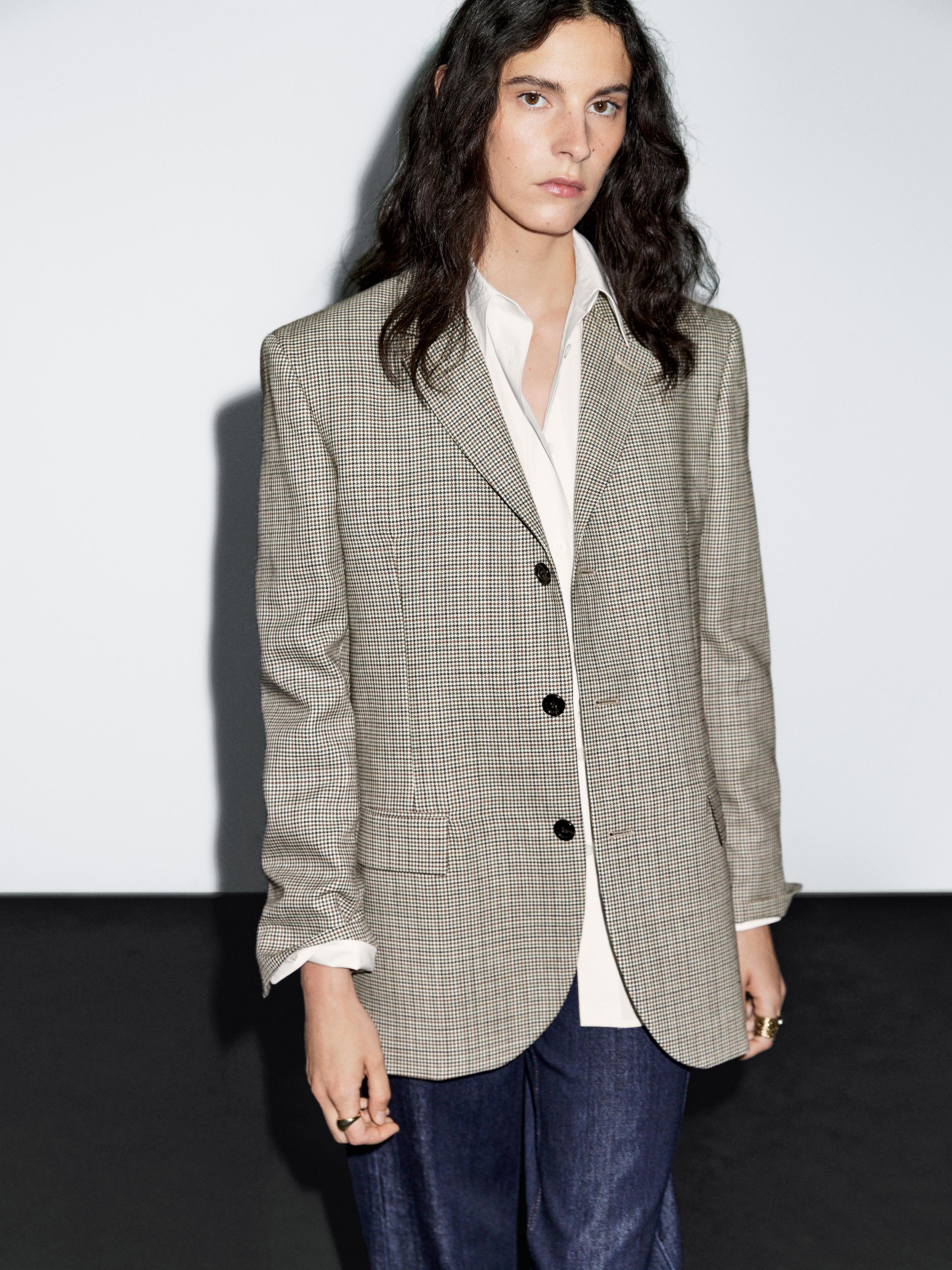 100% wool houndstooth blazer