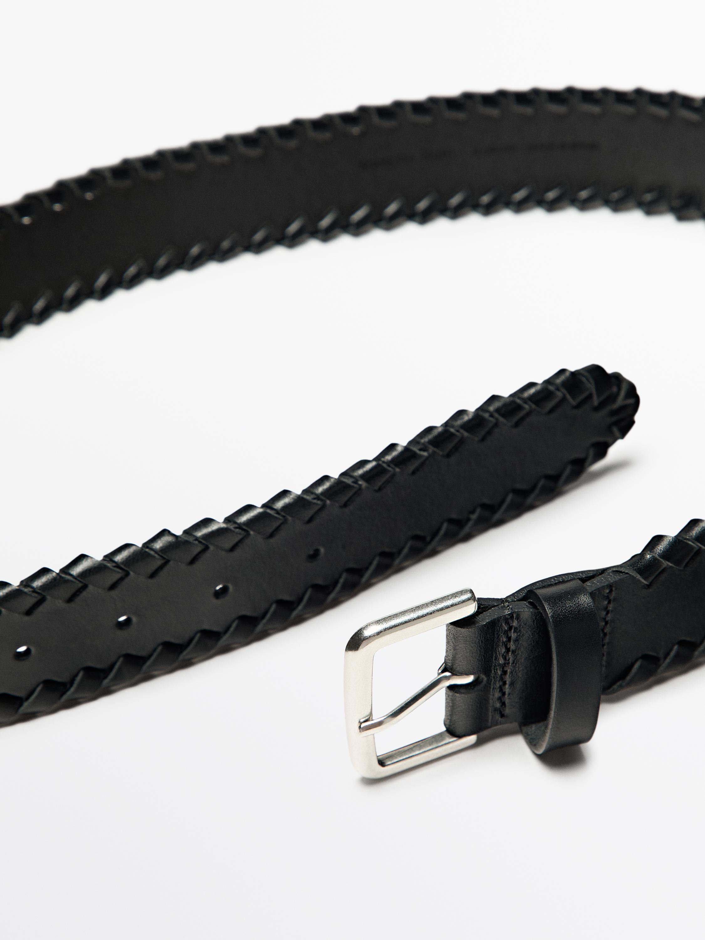 Nappa leather belt with braided detail