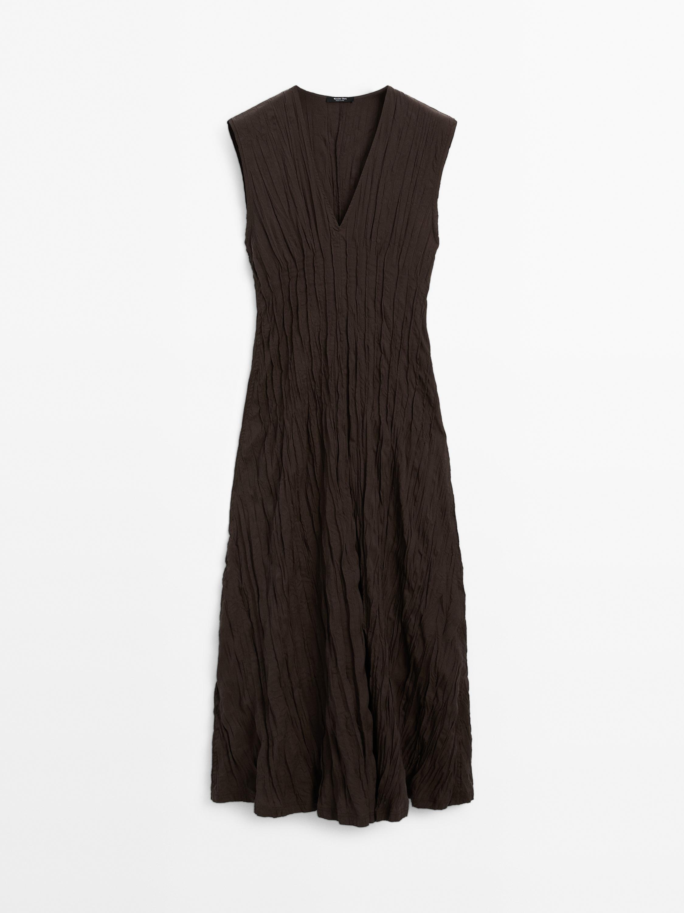 Vestido midi fluido plisado