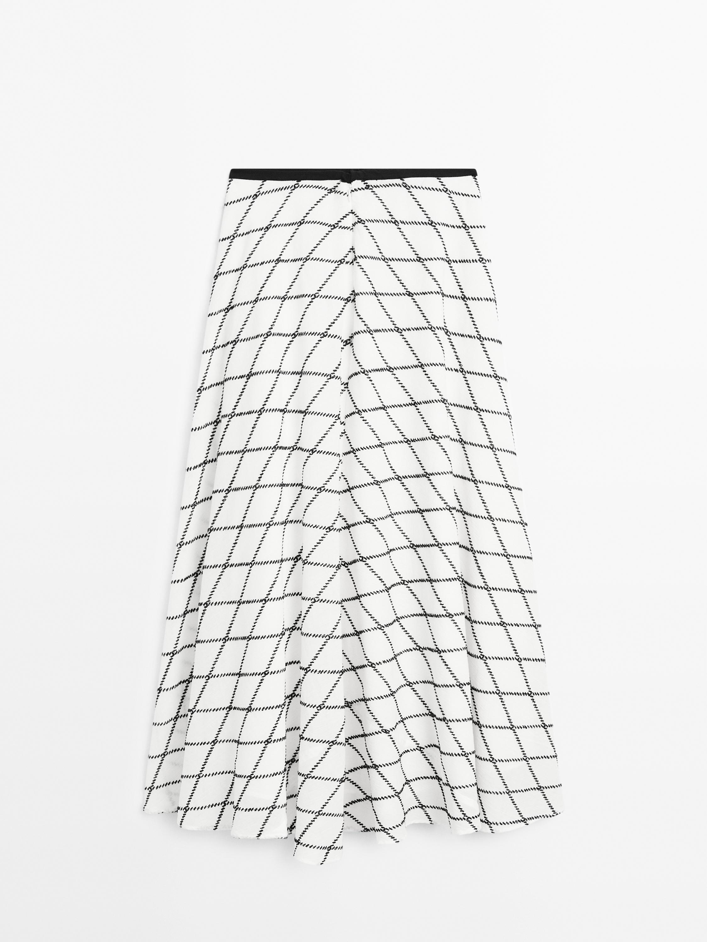 Flared check midi skirt