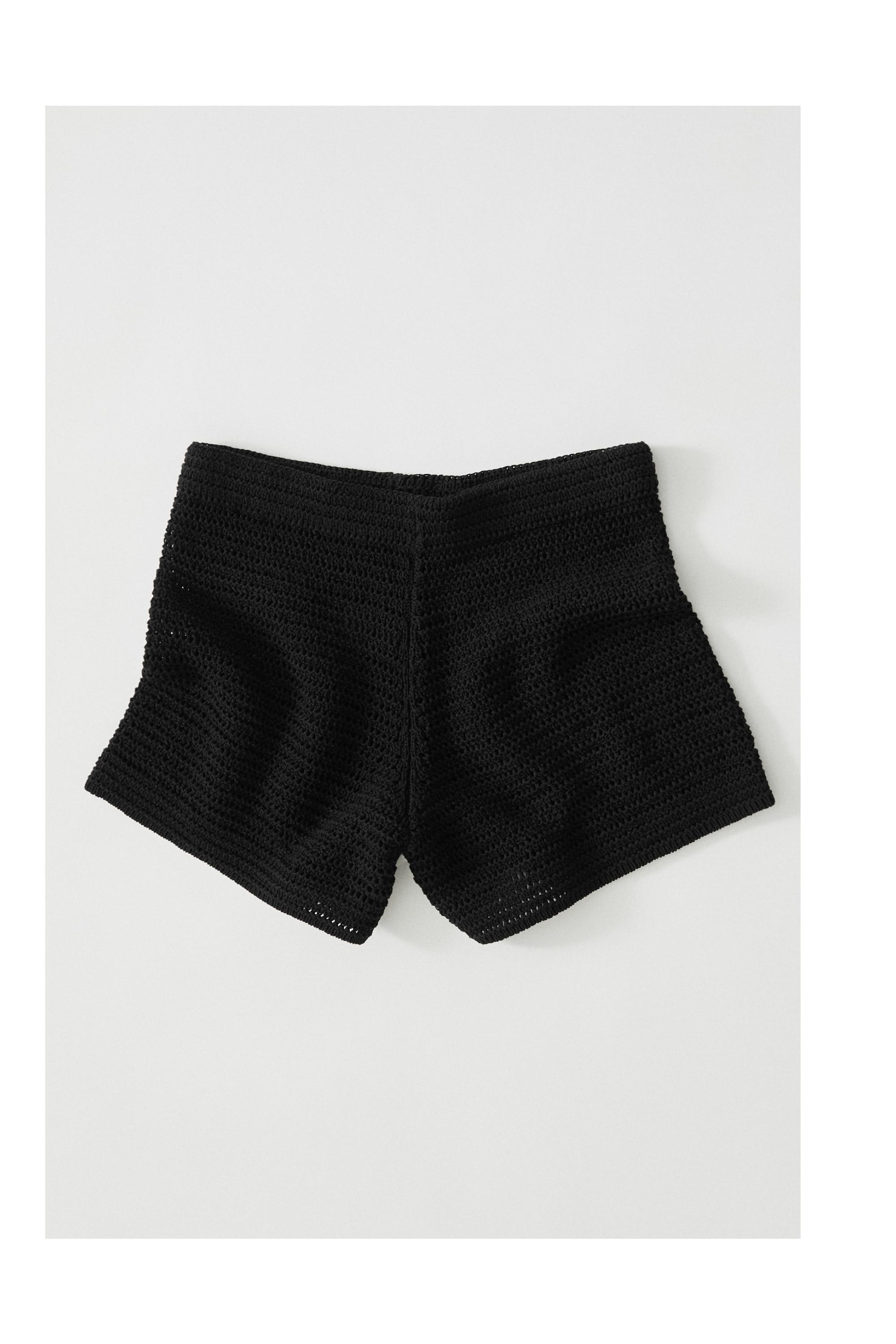 Short cotton blend knit Bermuda shorts — BLACK