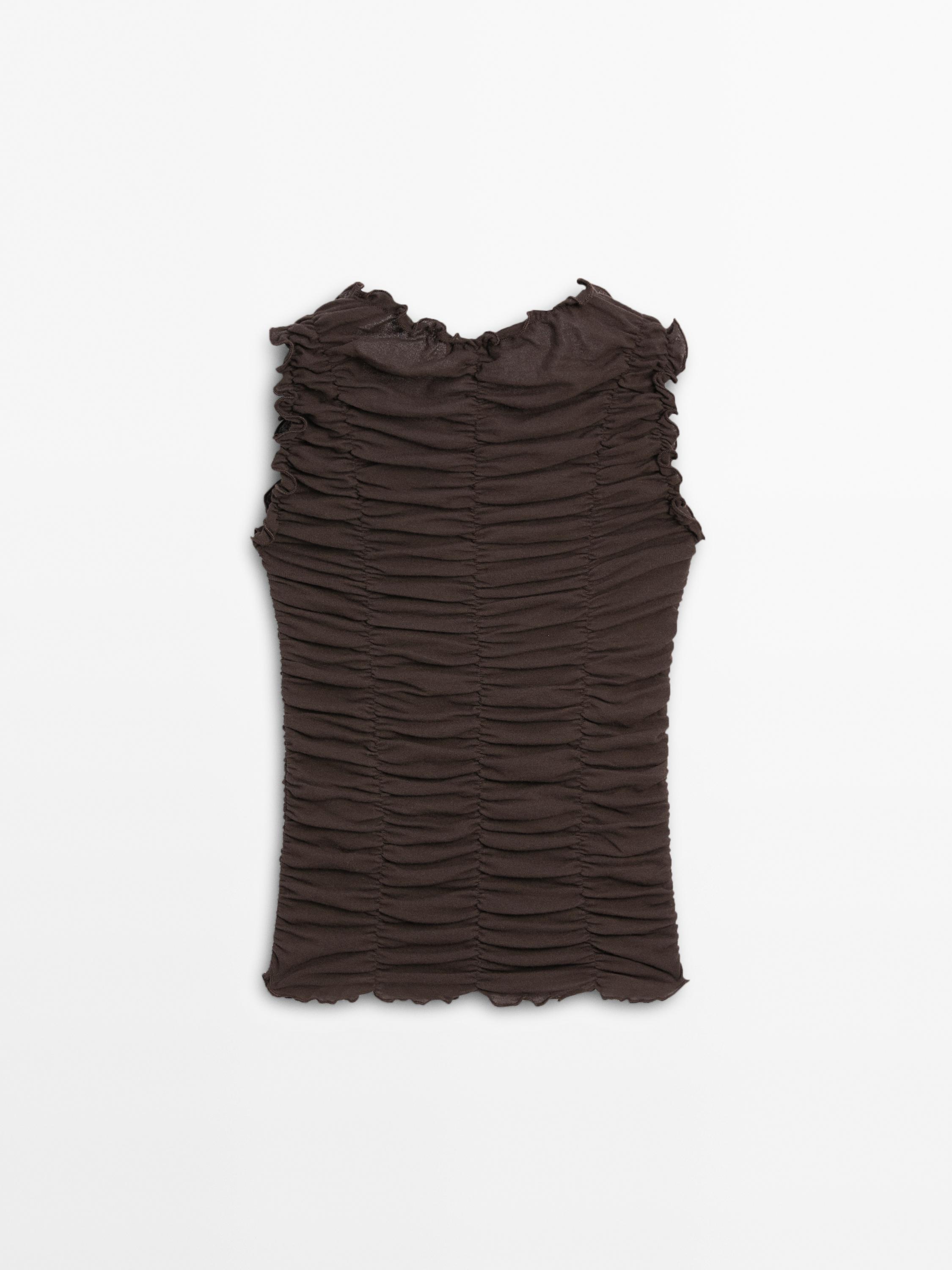 Creased-effect cotton top