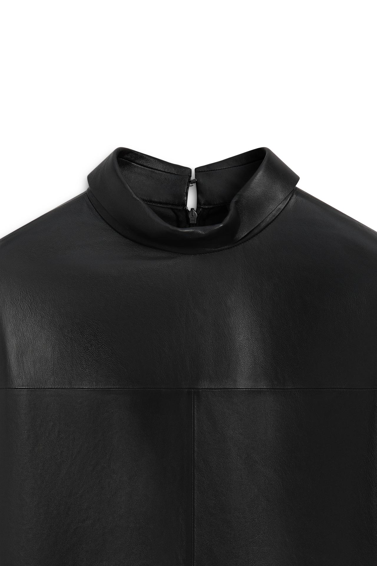 High neck leather blouse - LIMITED EDITION — Black