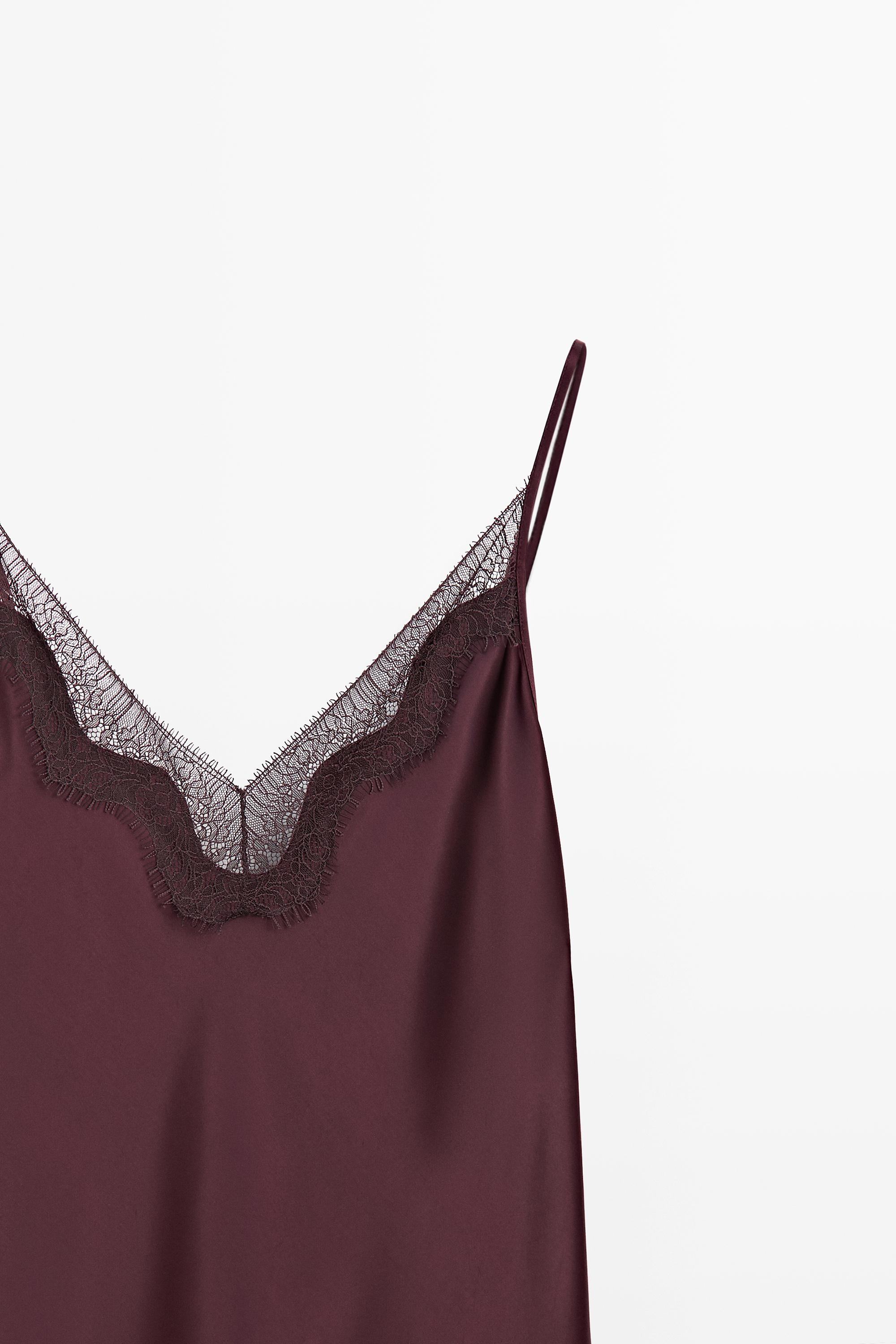 Flowing midi slip dress — BURGUNDY