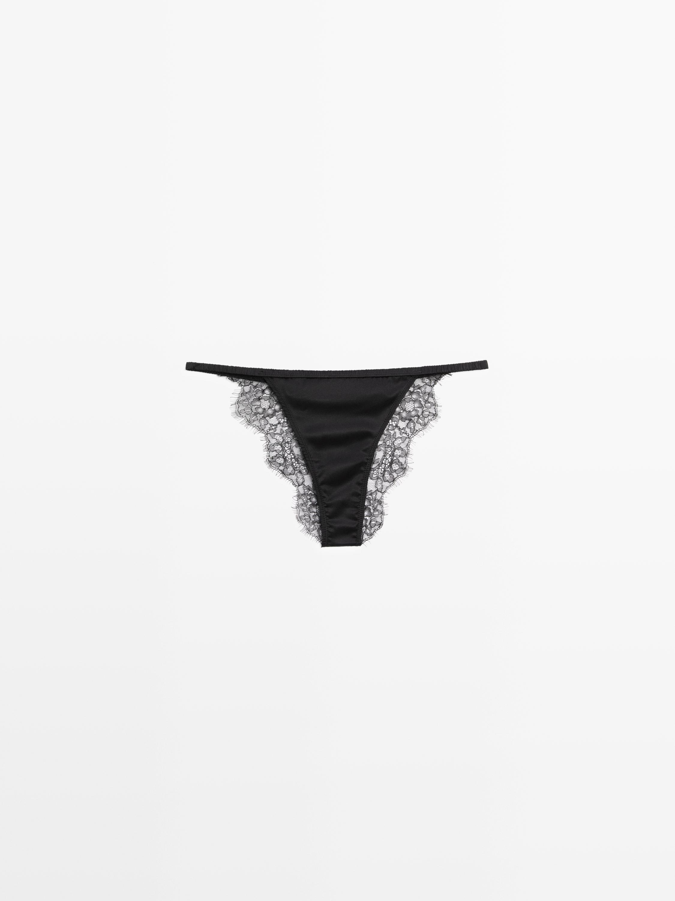 Silk briefs with lace detail