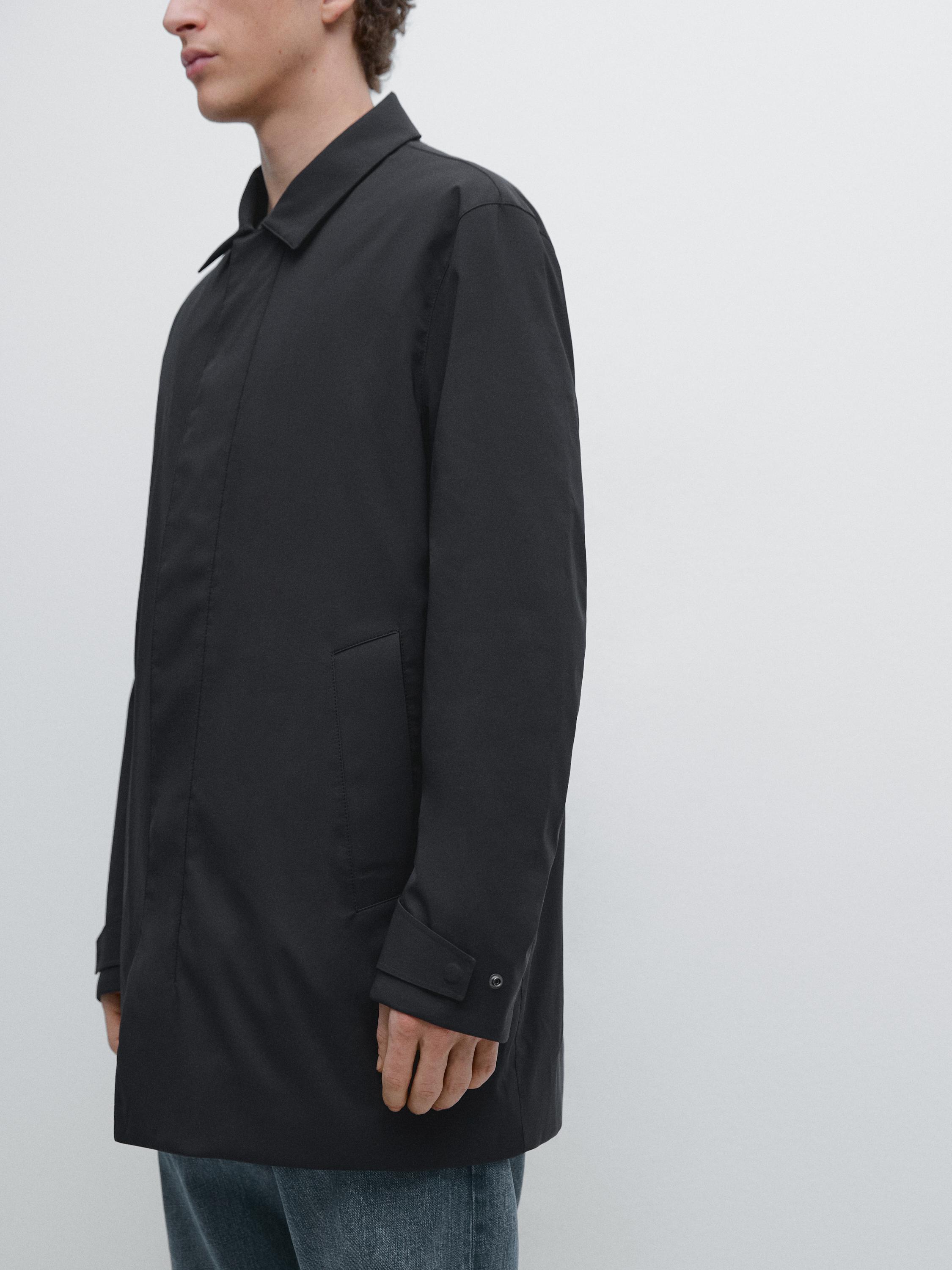 Water-repellent fabric trench coat — NAVY BLUE