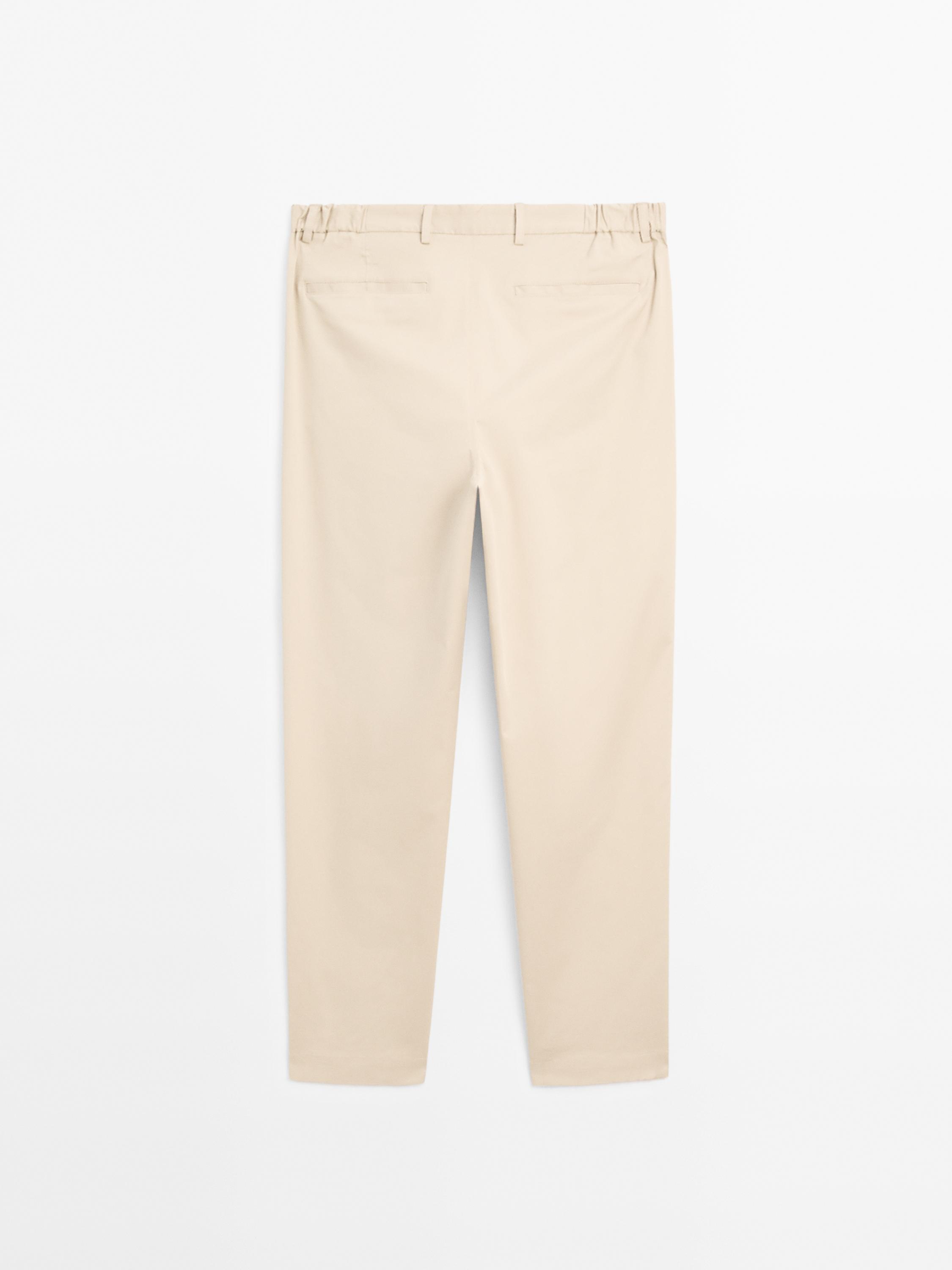 Cotton blend tapered fit trousers
