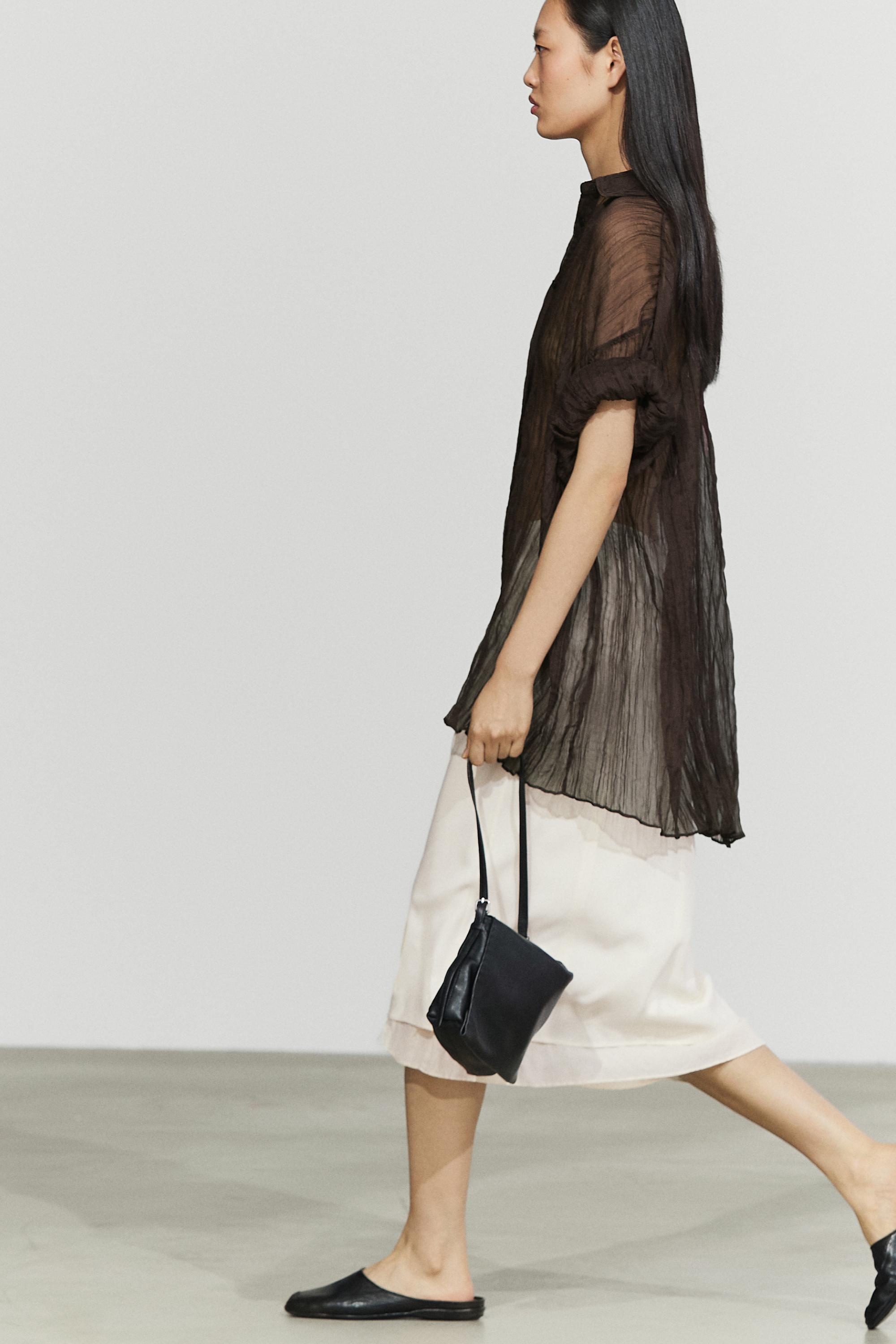 Double-layered midi skirt with seam detail — Off white