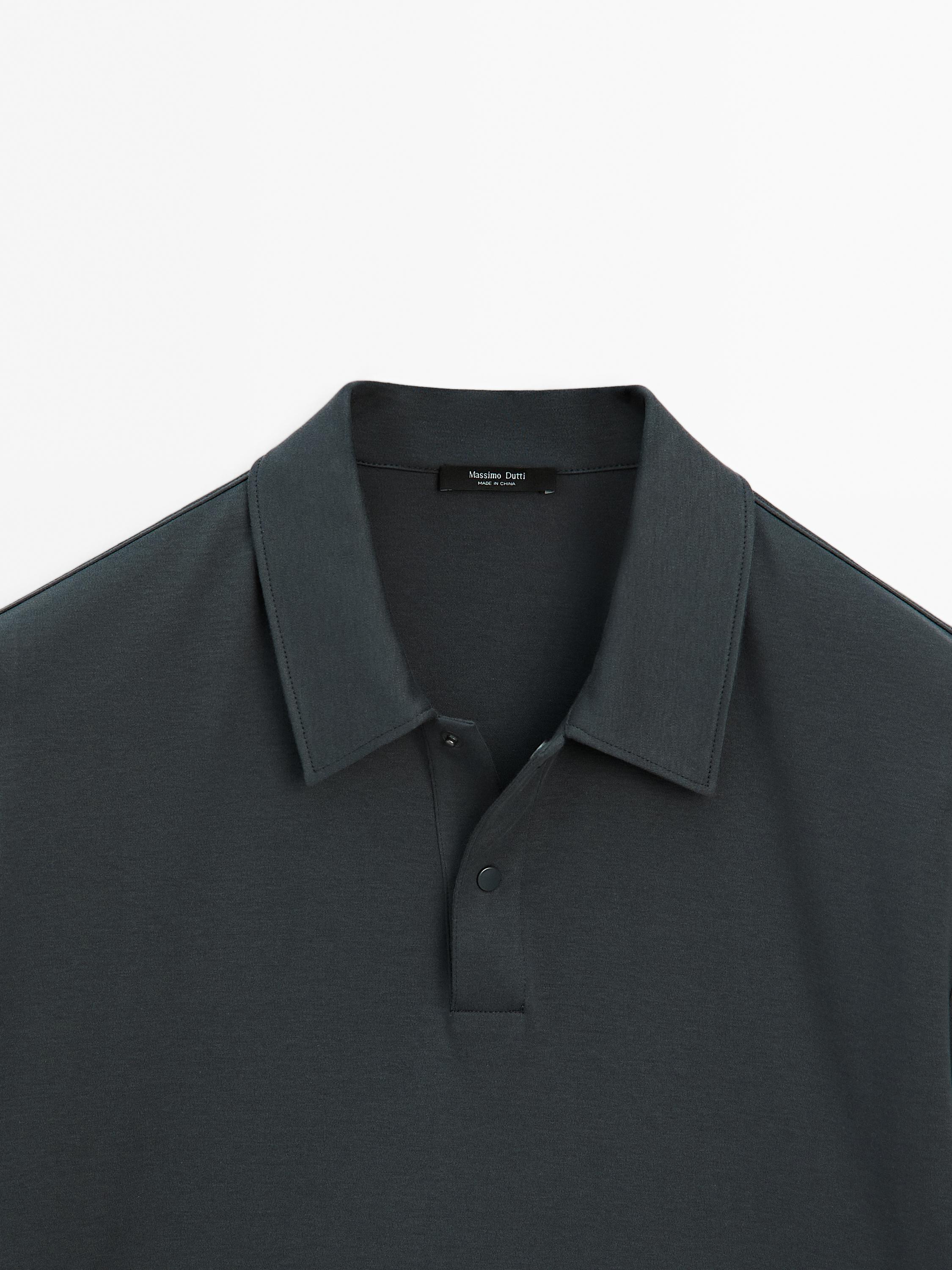 Short sleeve polo shirt with snap-button placket