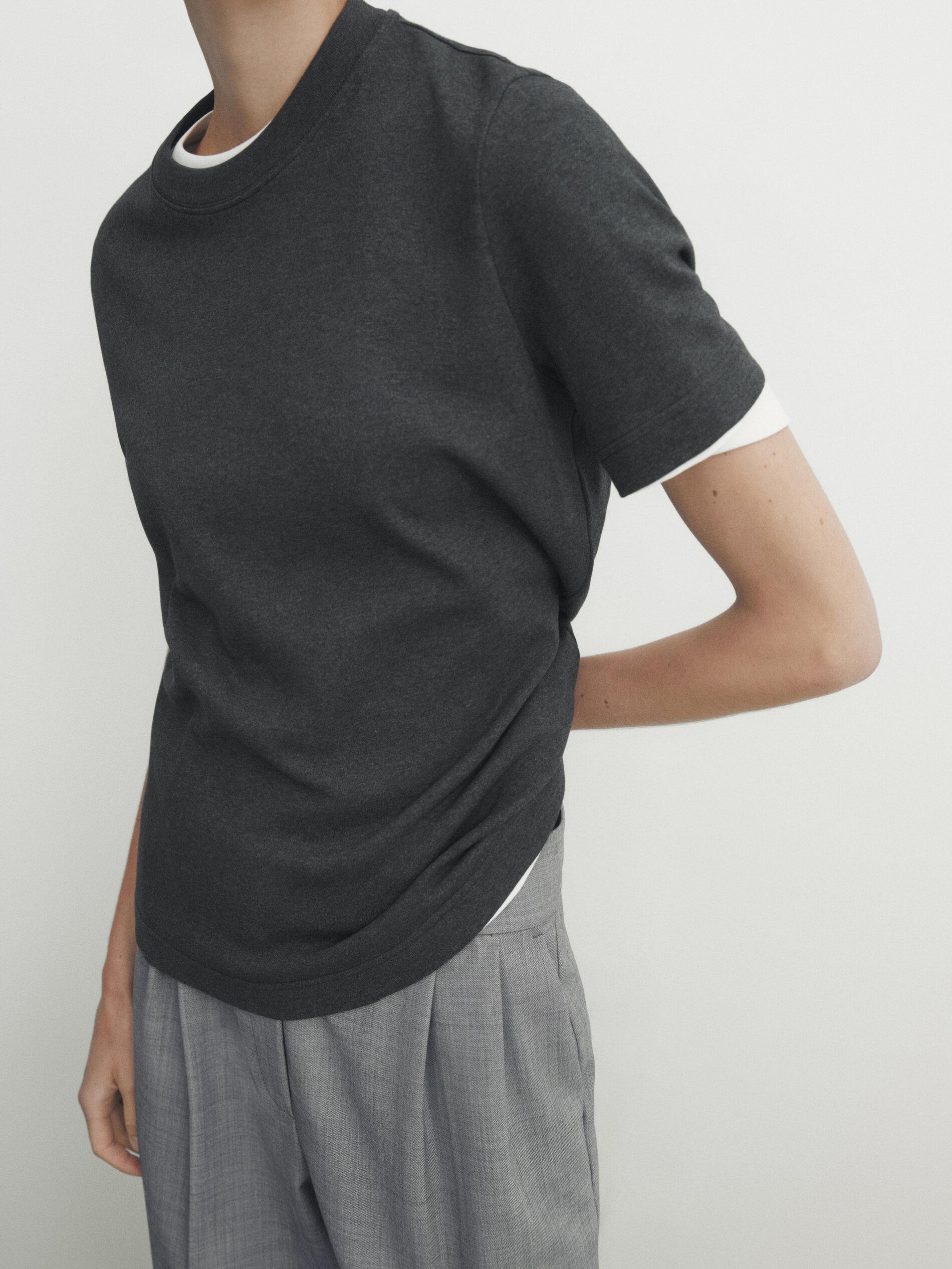 100% cotton interlock crew neck T-shirt — ANTHRACITE GREY